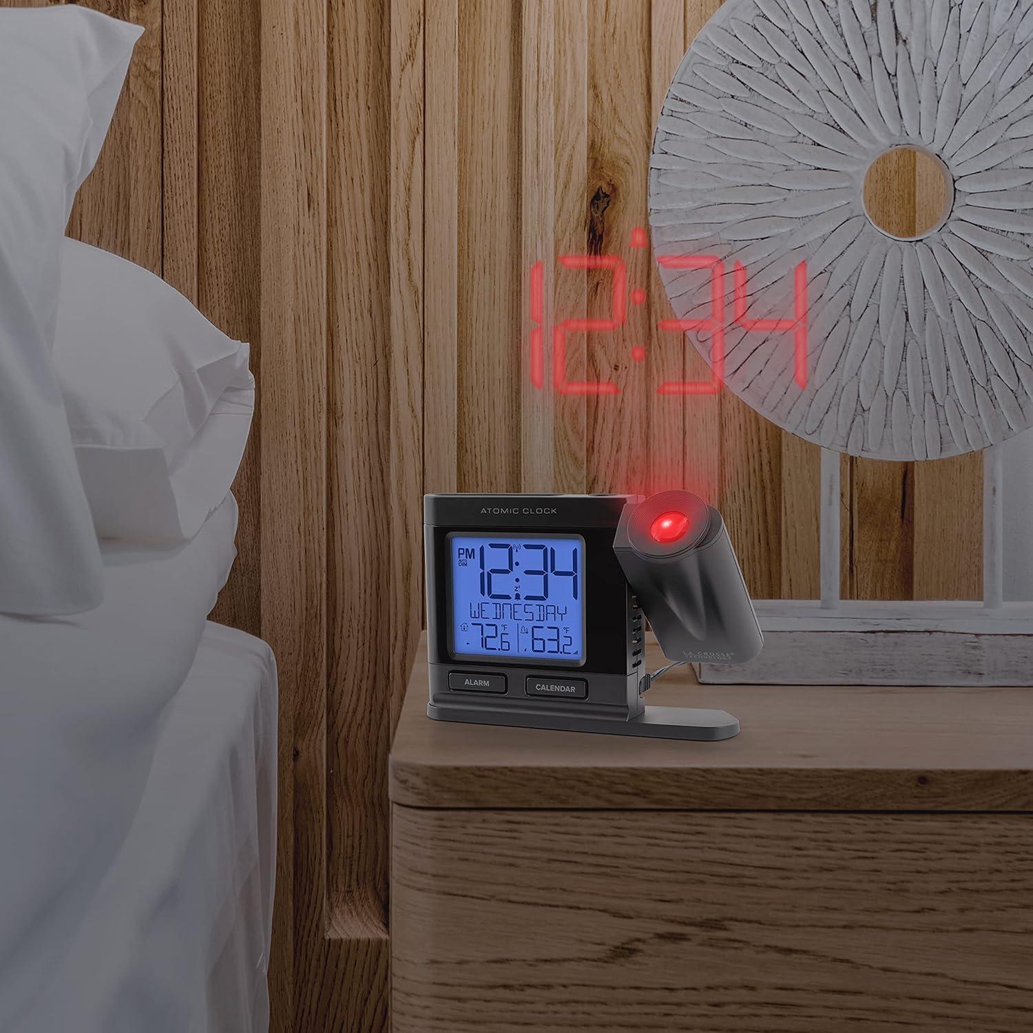 Reloj Despertador Proyector Atómico La Crosse Negro con Temperatura