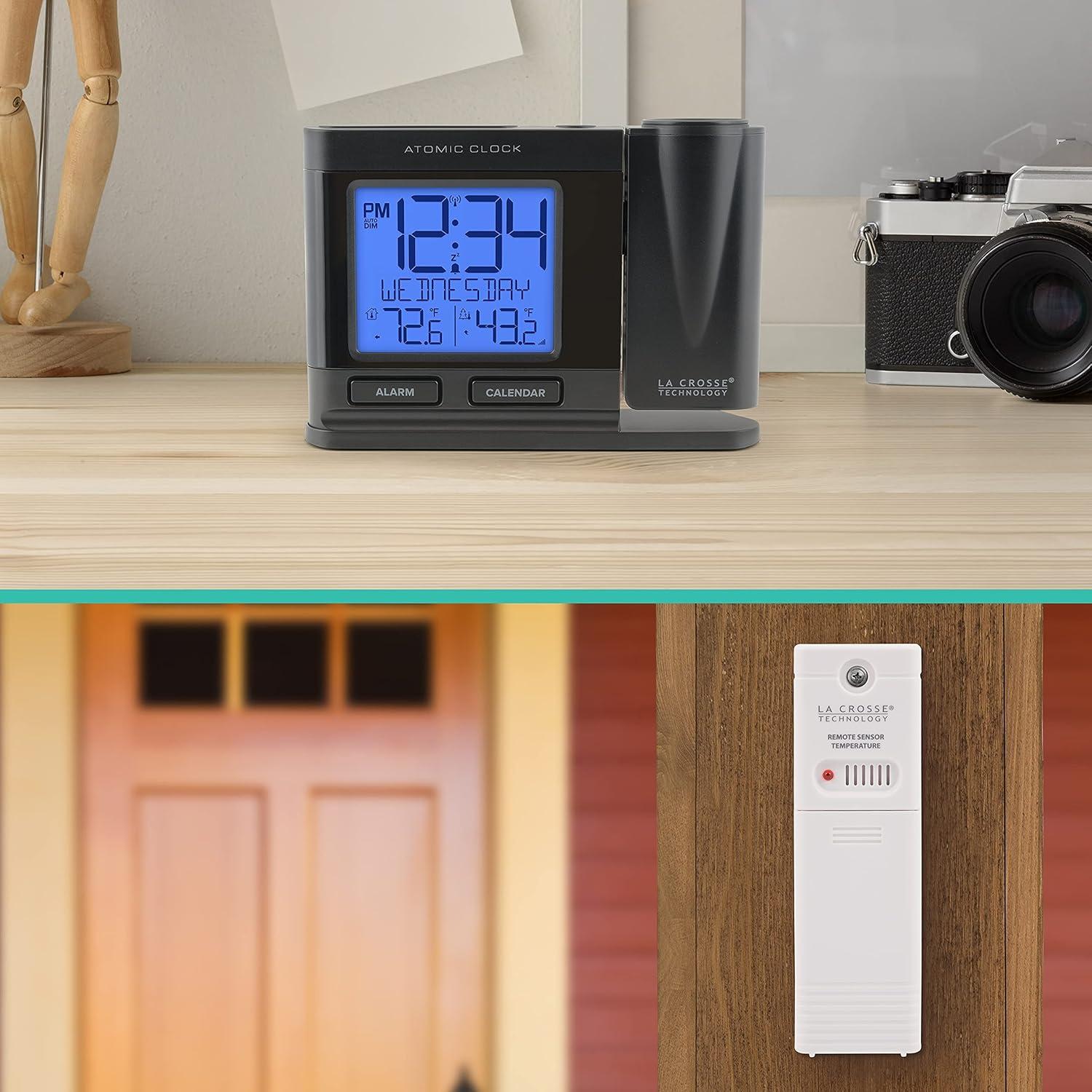 Reloj Despertador Proyector Atómico La Crosse Negro con Temperatura