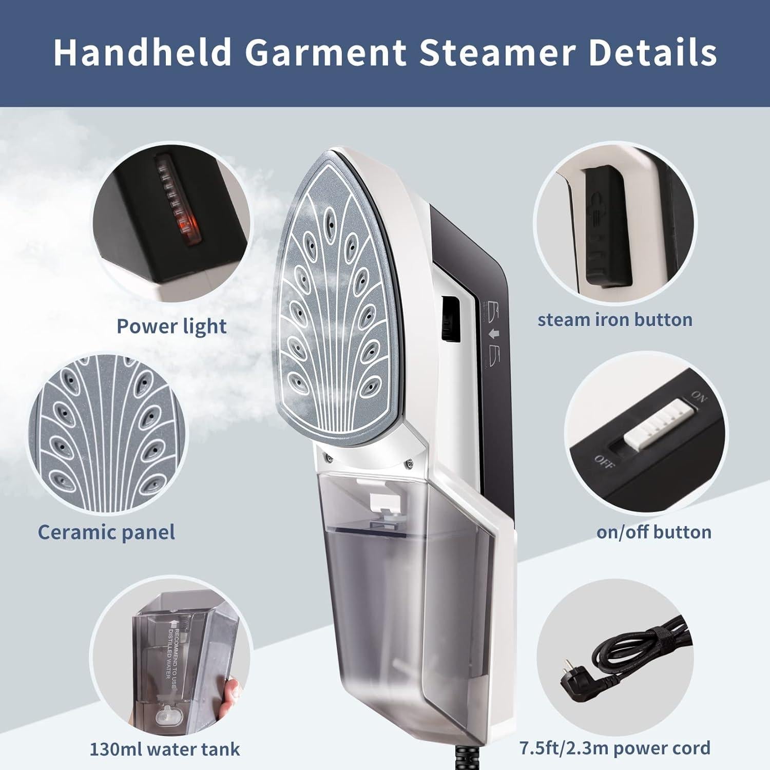 Vaporizador de Mano HOMETOP 1300W, Calentamiento 30s, Negro