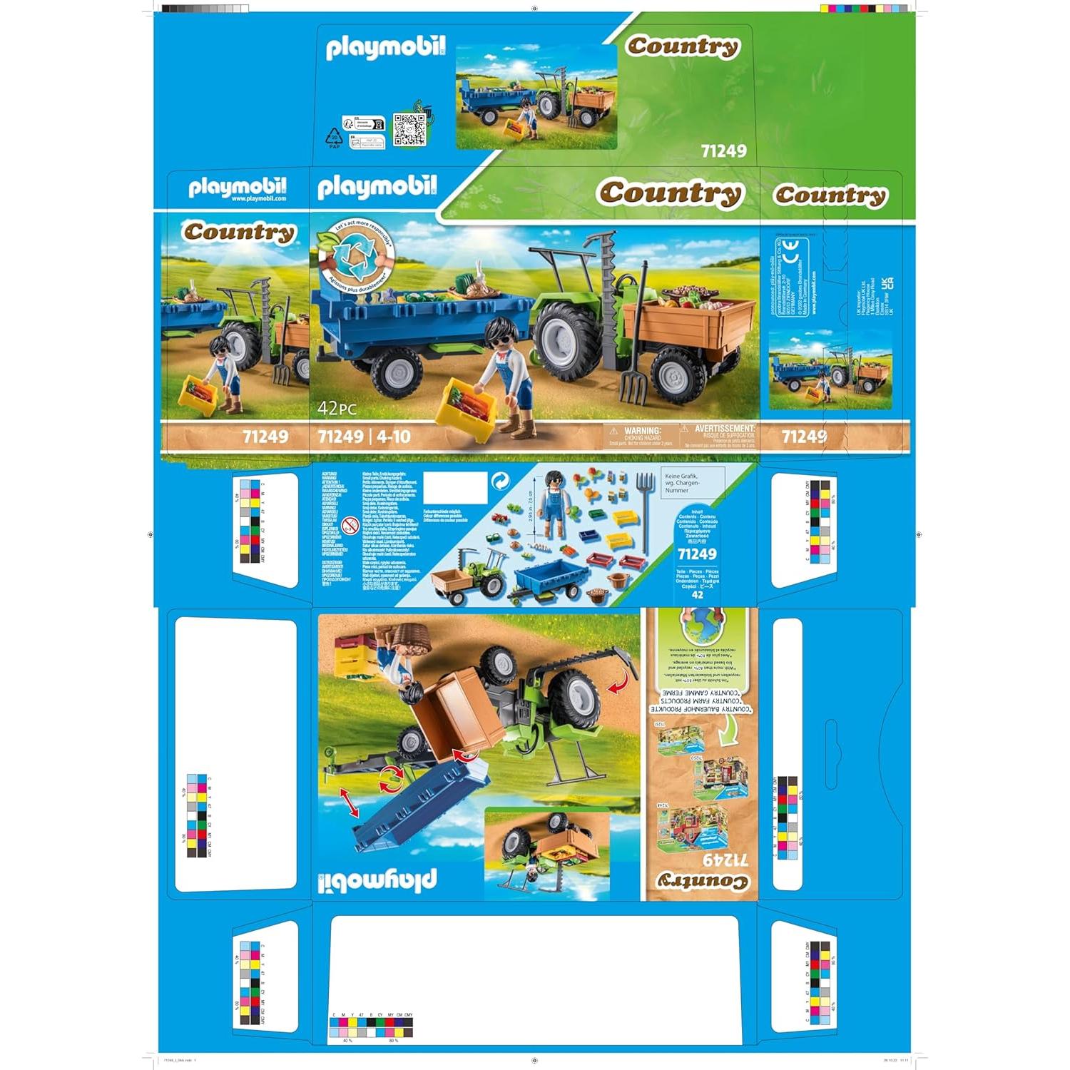 Tractor Cosechador Playmobil 71249 con Remolque Inclinado