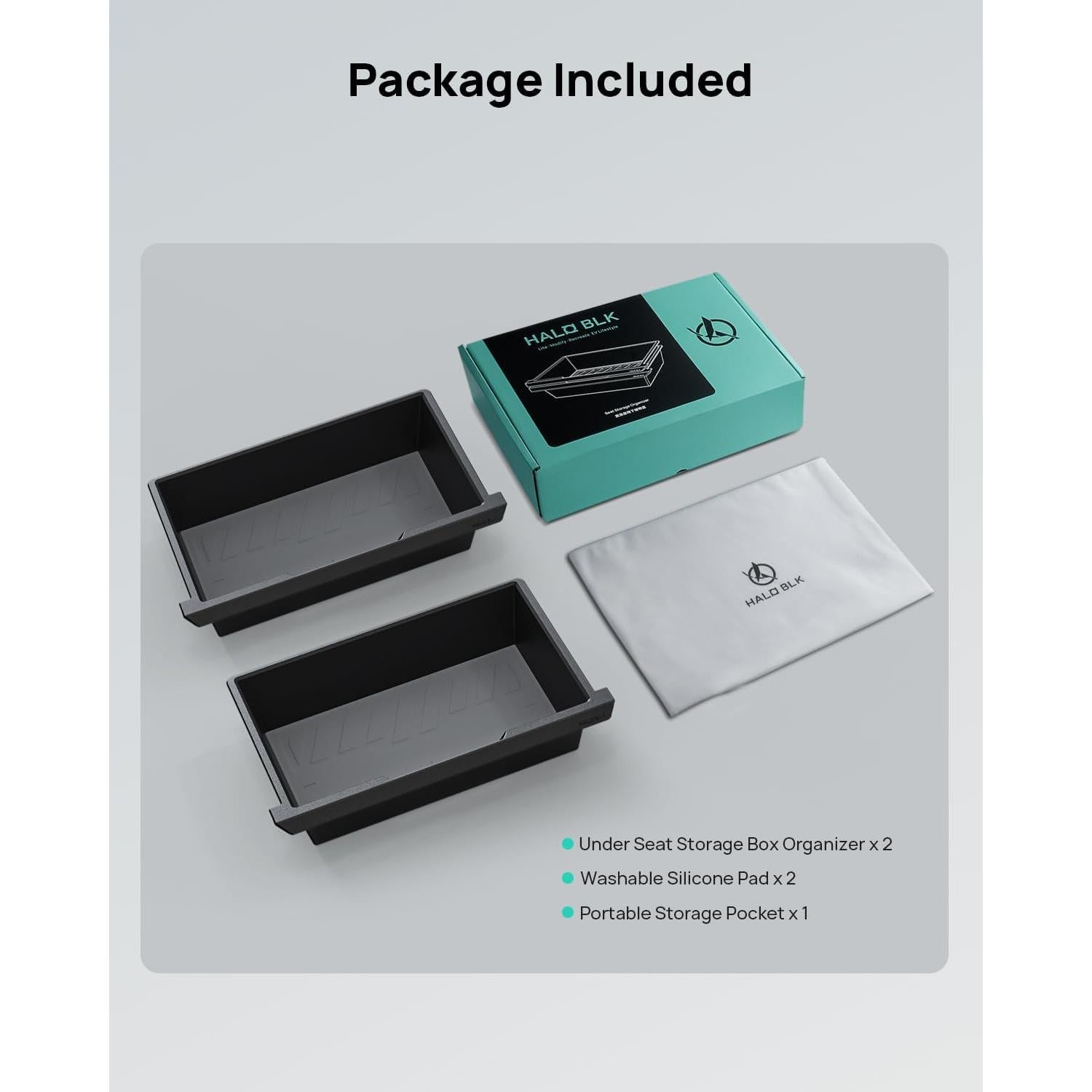 Caja de Almacenamiento Bajo el Asiento HALOBLK HL20 - 2 Paquetes para Tesla Model Y 2021-2024