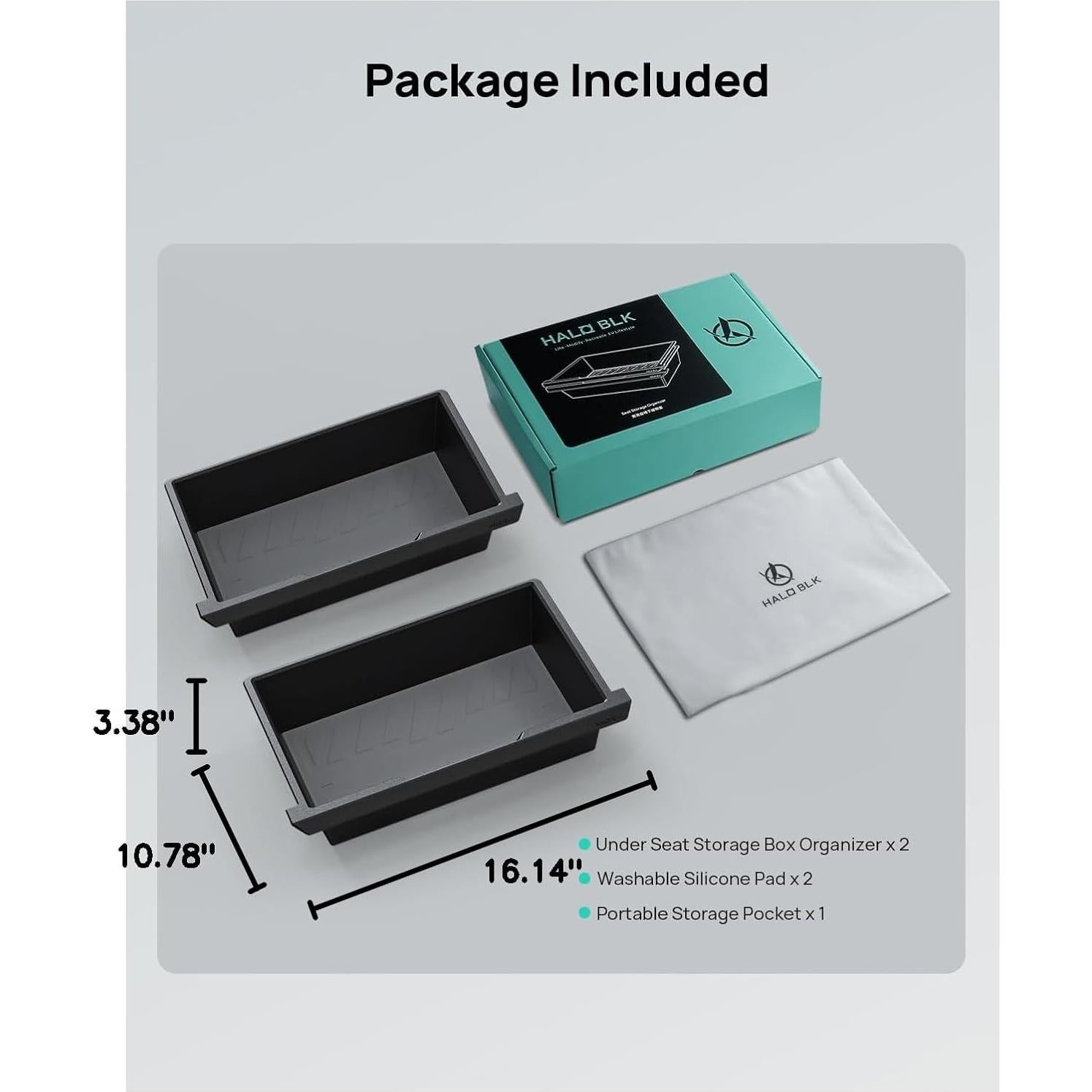 Caja de Almacenamiento Bajo el Asiento HALOBLK HL20 - 2 Paquetes para Tesla Model Y 2021-2024