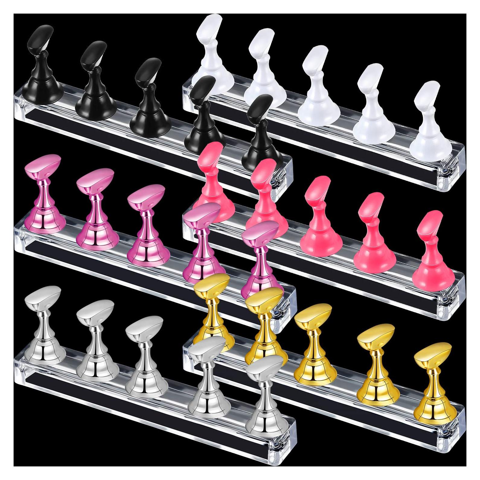 6 Sets Soporte de Exhibición de Uñas Acrílico Blulu - 6 Colores