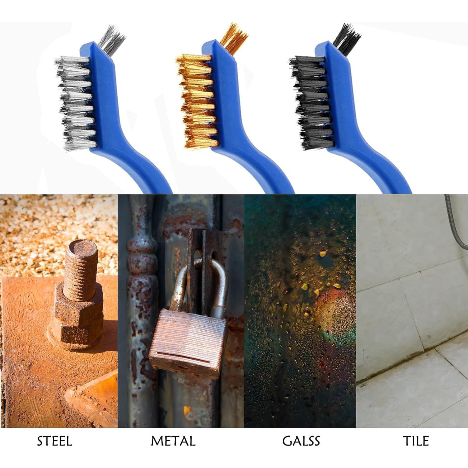 Juego de Cepillos de Alambre Lazzineer 3 Pcs Nylon/Latón/Acero