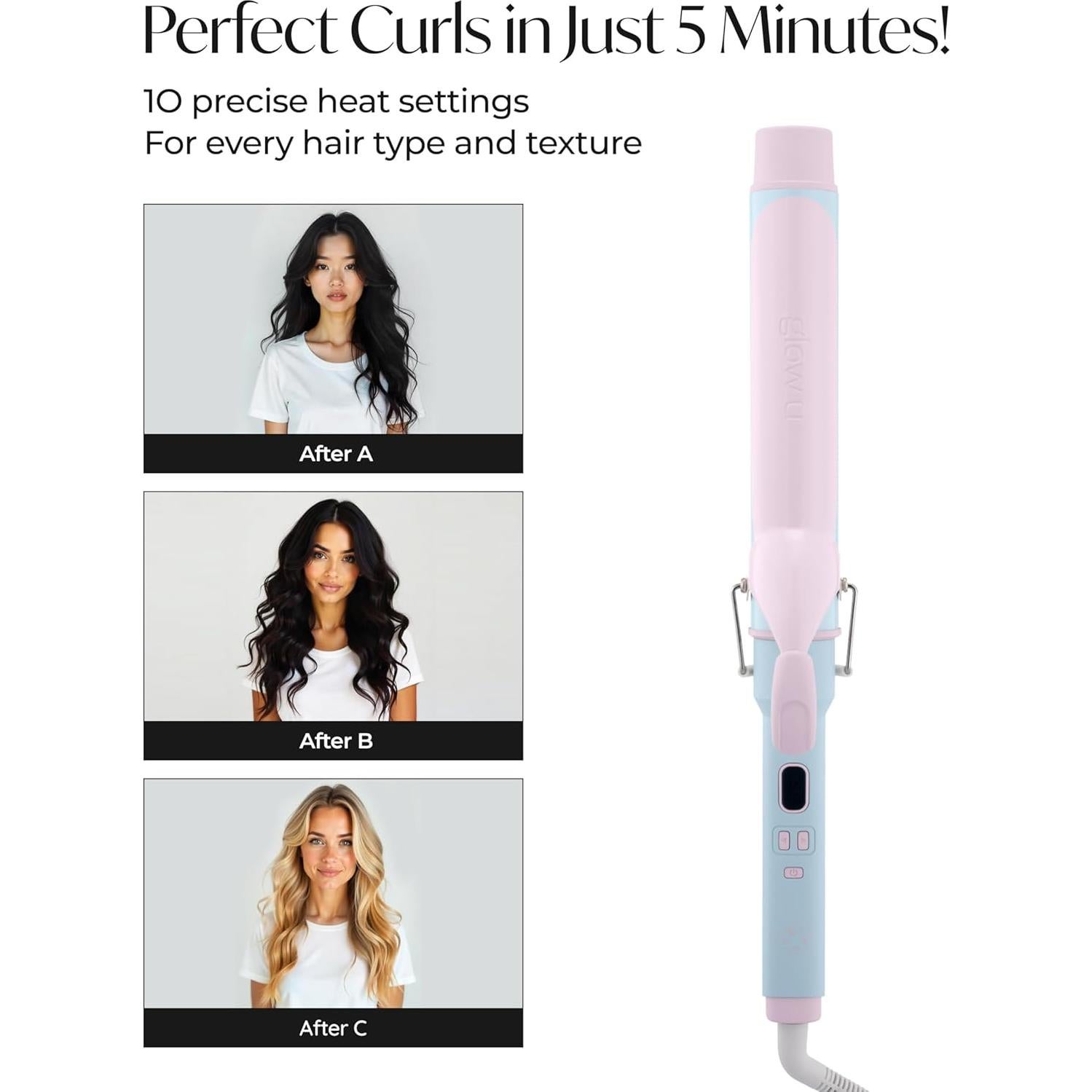 Plancha de Rizar AIDENLAB 7.3" Cerámica 10 Modos Temperatura