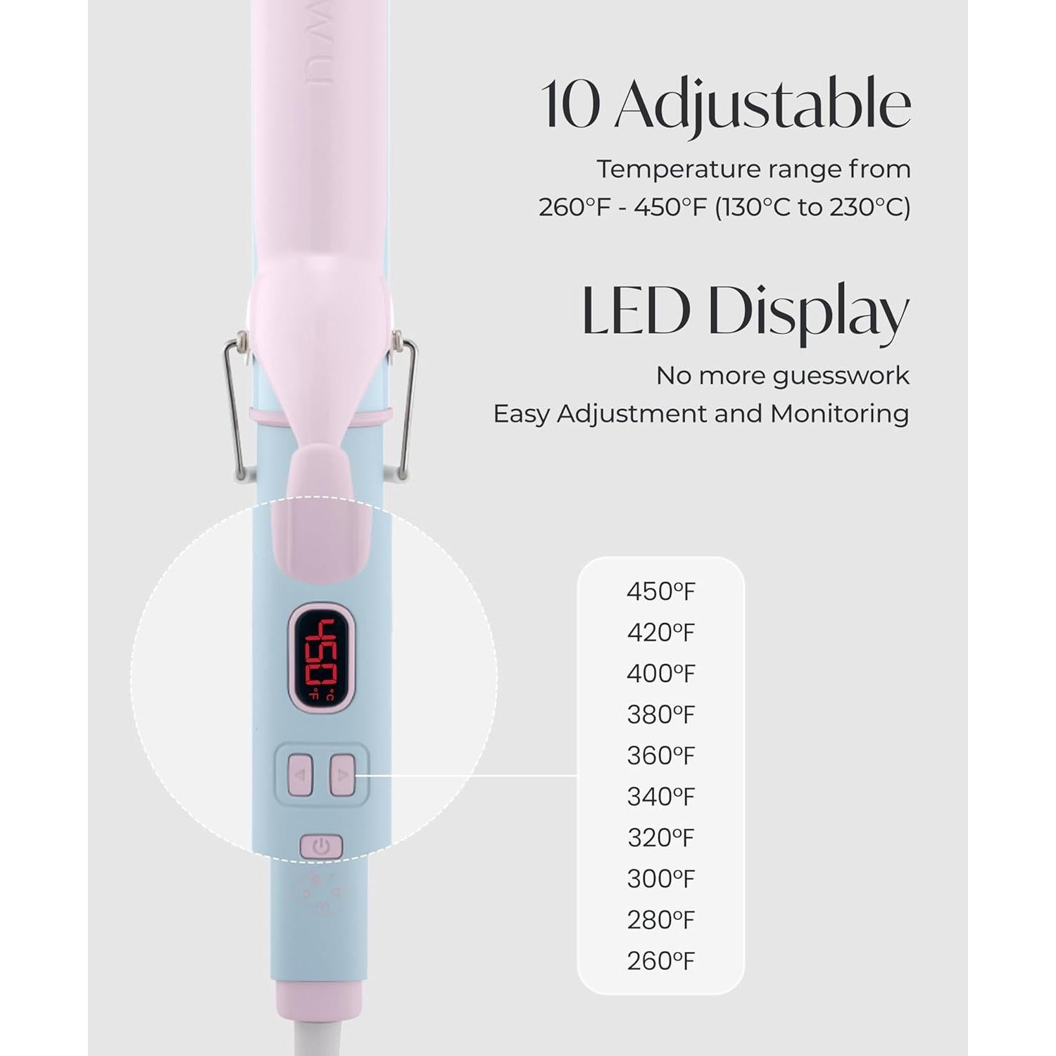 Plancha de Rizar AIDENLAB 7.3" Cerámica 10 Modos Temperatura