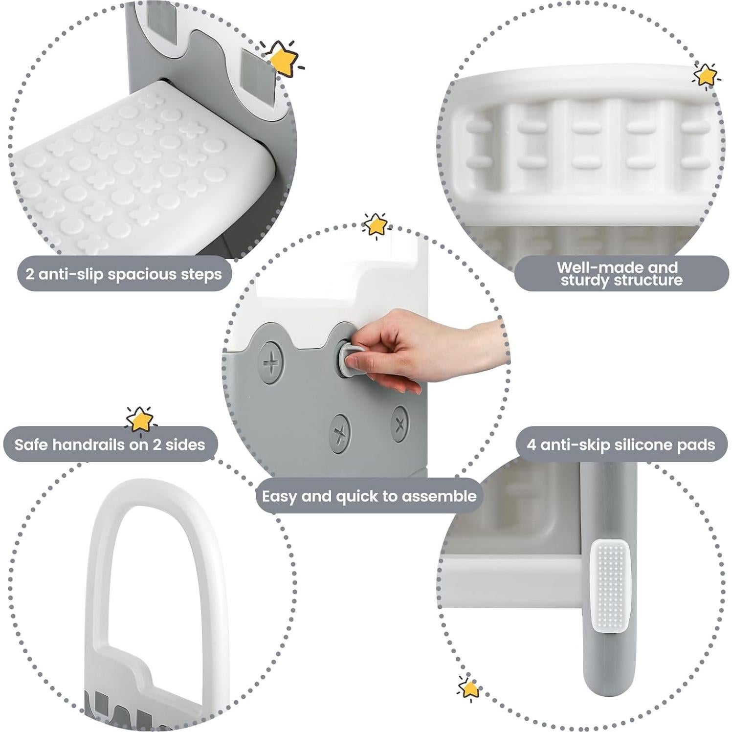 Taburete de 2 Pasos GAOMON para Niños Blanco Antideslizante