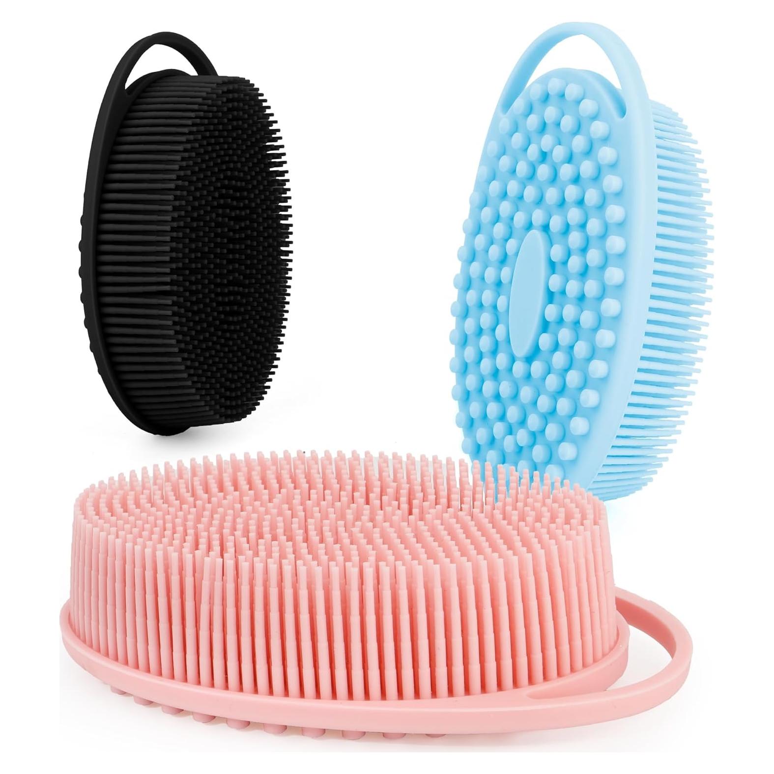 Exfoliador Corporal de Silicona Bsofing 3 Piezas - Negro, Rosa, Azul