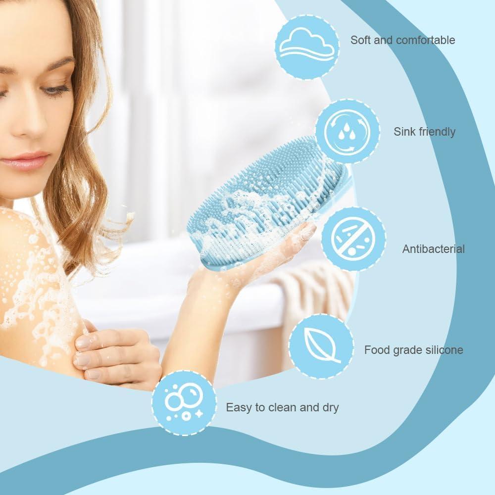 Exfoliador Corporal de Silicona Bsofing 3 Piezas - Negro, Rosa, Azul