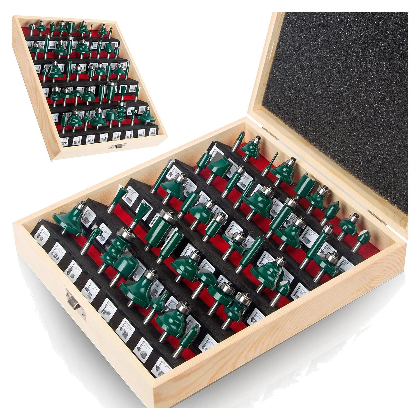 LEATBUY Juego de Brocas de Router 6,35 mm 43 PCS Carburo