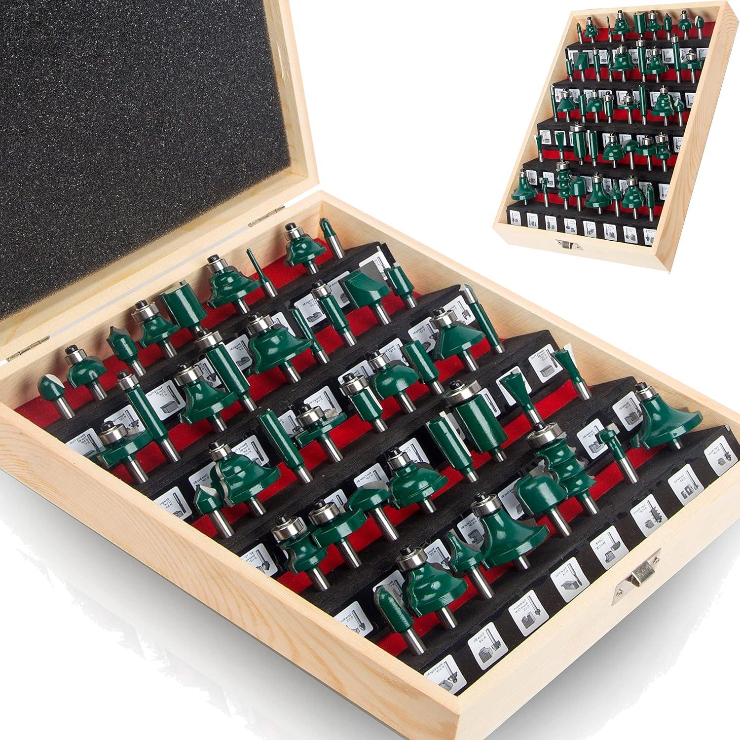 LEATBUY Juego de Brocas de Router 6,35 mm 43 PCS Carburo