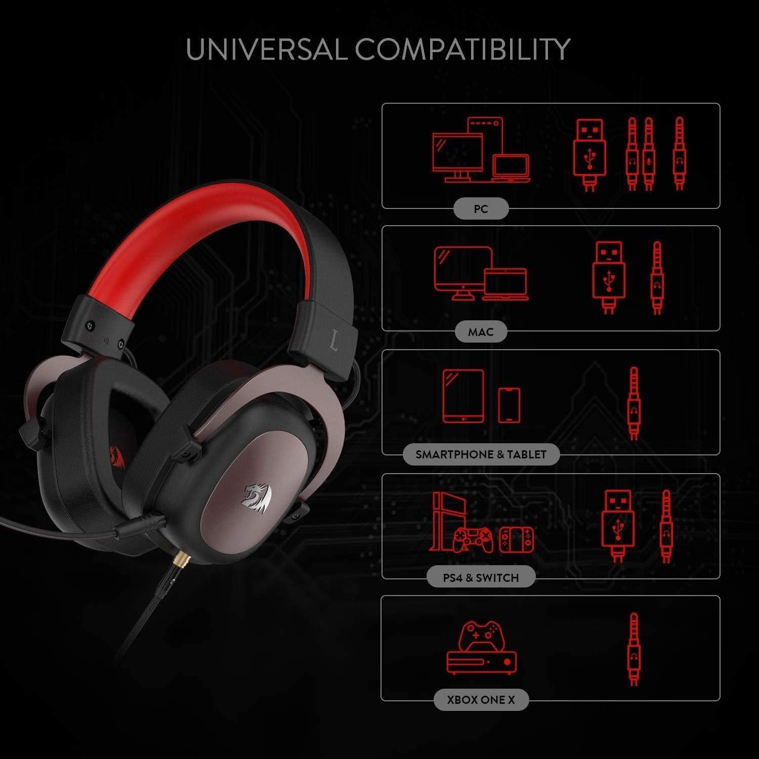 Auriculares Gaming Redragon H510 Zeus - Sonido 7.1 - Rosa