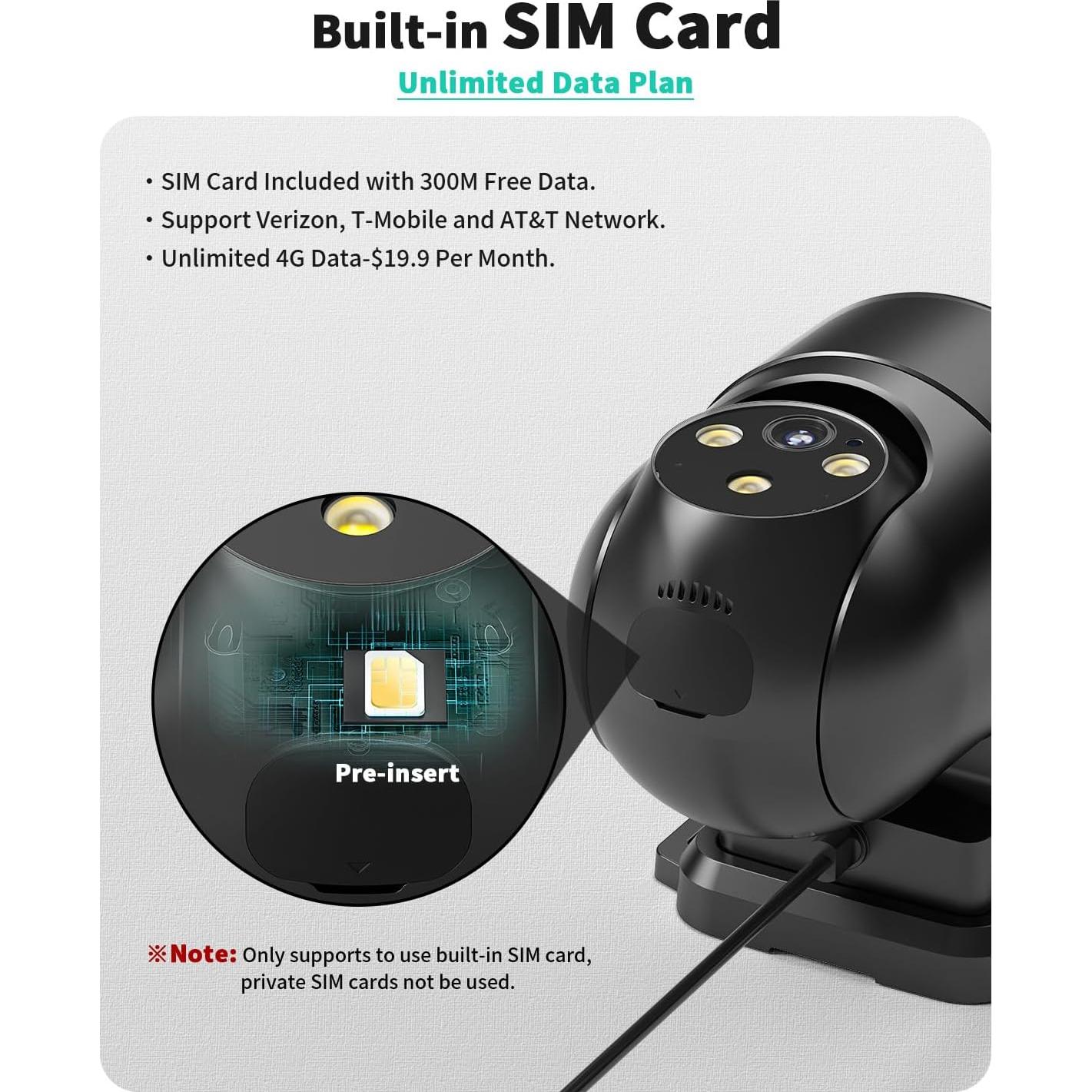 Cámara de Seguridad Celular LIWAN 4G LTE 2K Negra Paquete de 2