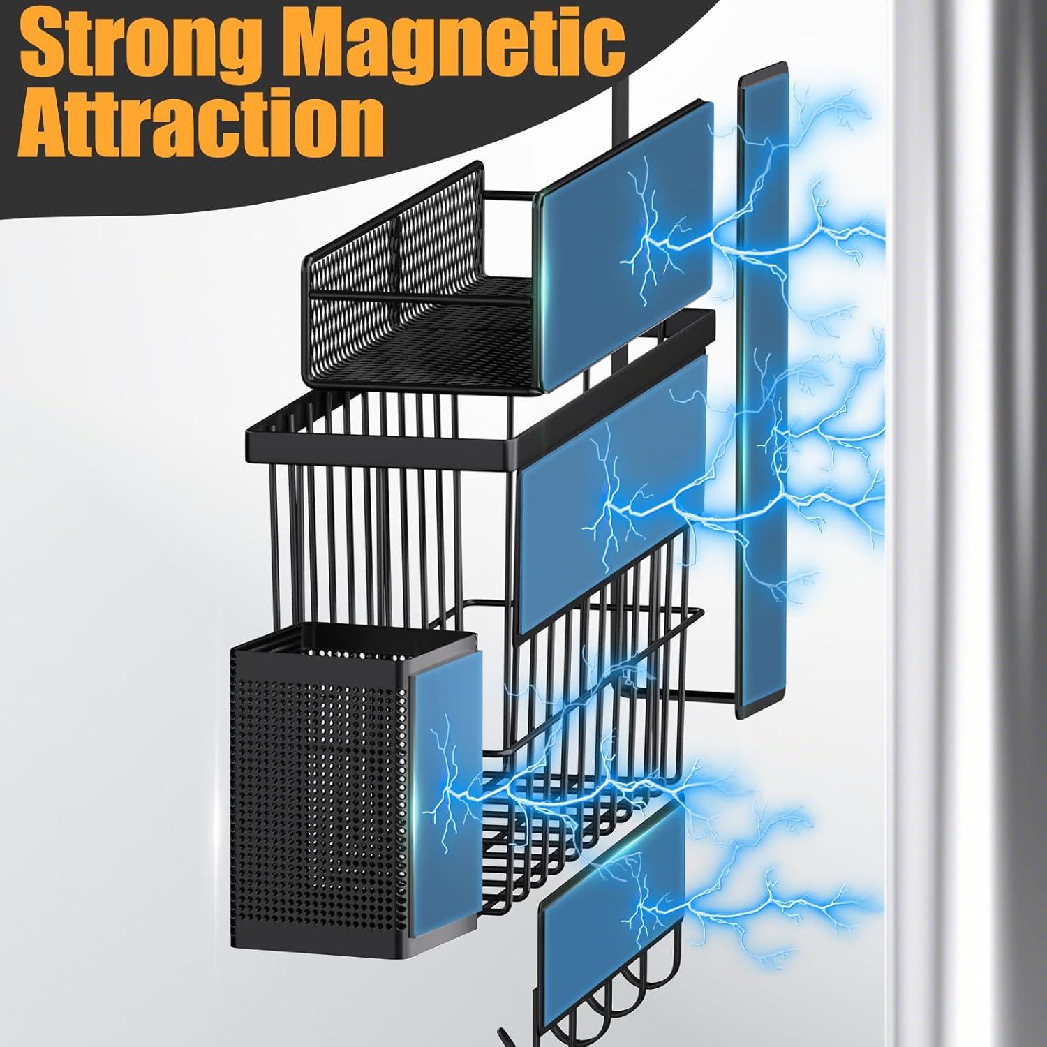 Estante Magnético de Cocina DTUQYX 7 Piezas Negro