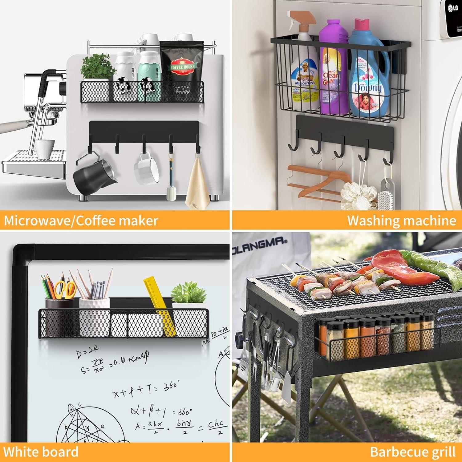 Estante Magnético de Cocina DTUQYX 7 Piezas Negro