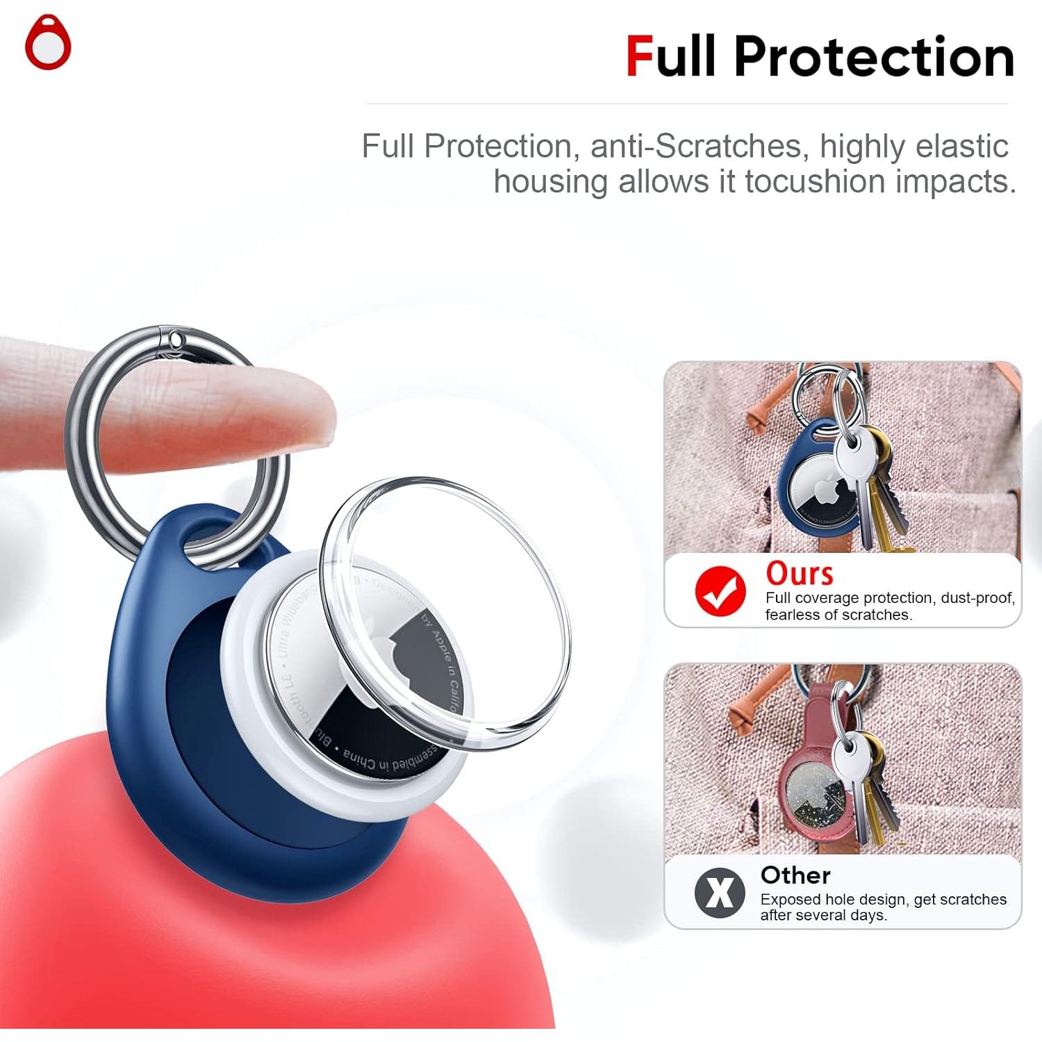 Soporte Impermeable para AirTag Apple - Paquete de 4, Negro/Azul