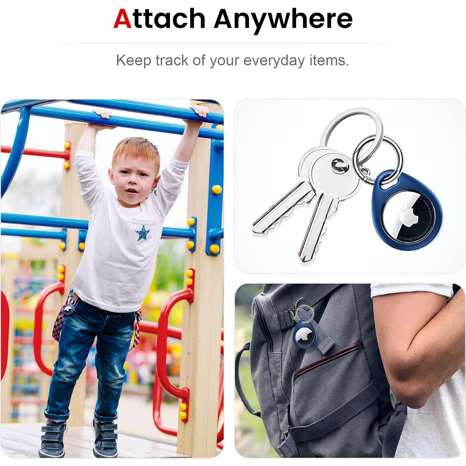 Soporte Impermeable para AirTag Apple - Paquete de 4, Negro/Azul