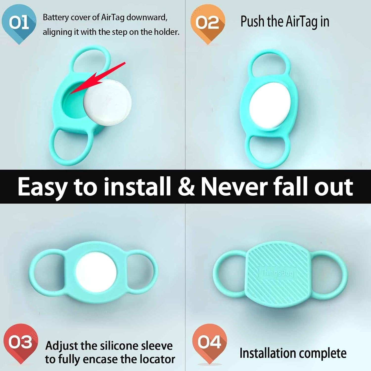 Soporte para Collar de Perro ThingsBag - 2 Fundas Silicona Negra