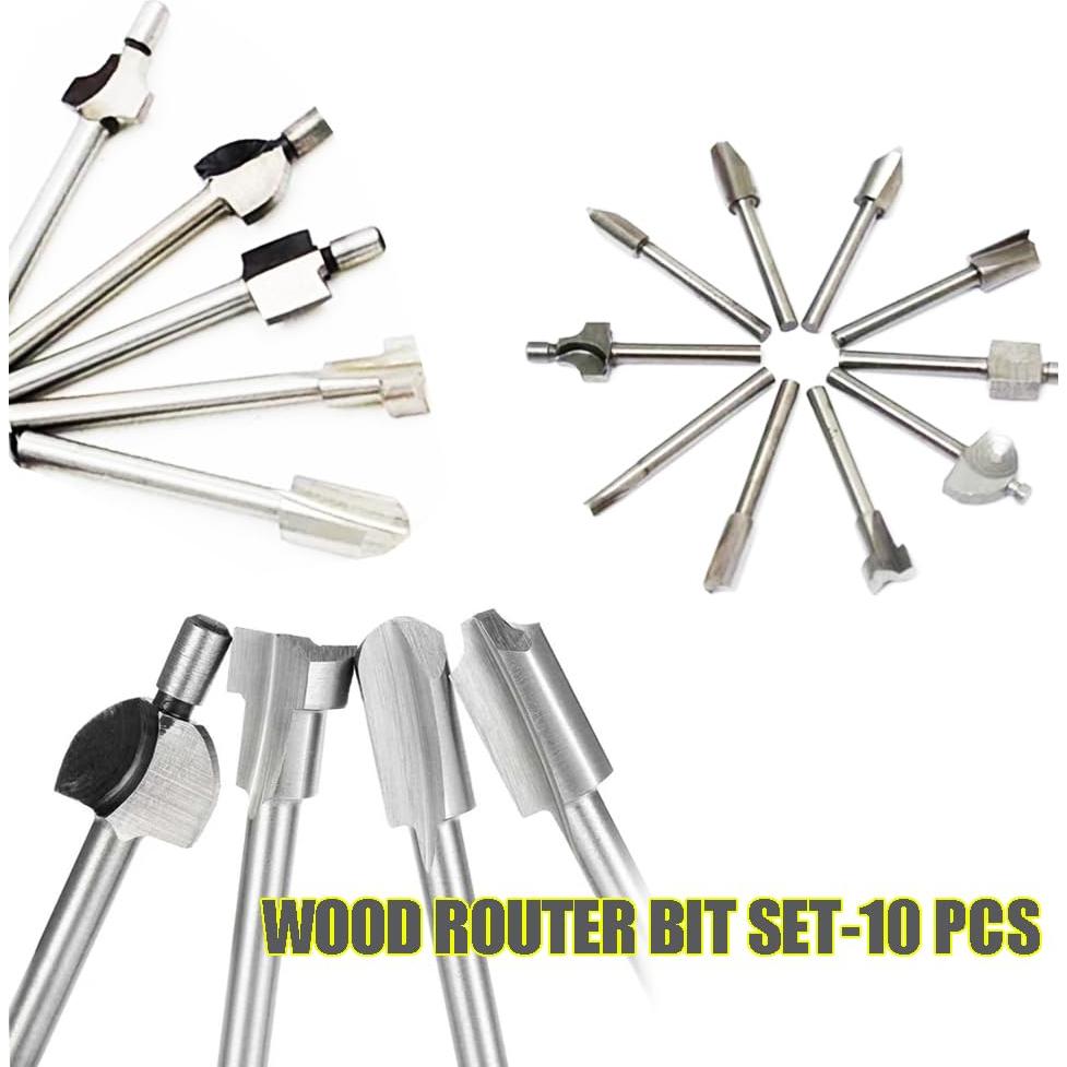 Juego de Brocas de Router Atskonnen 10 Pcs 3 mm para Madera