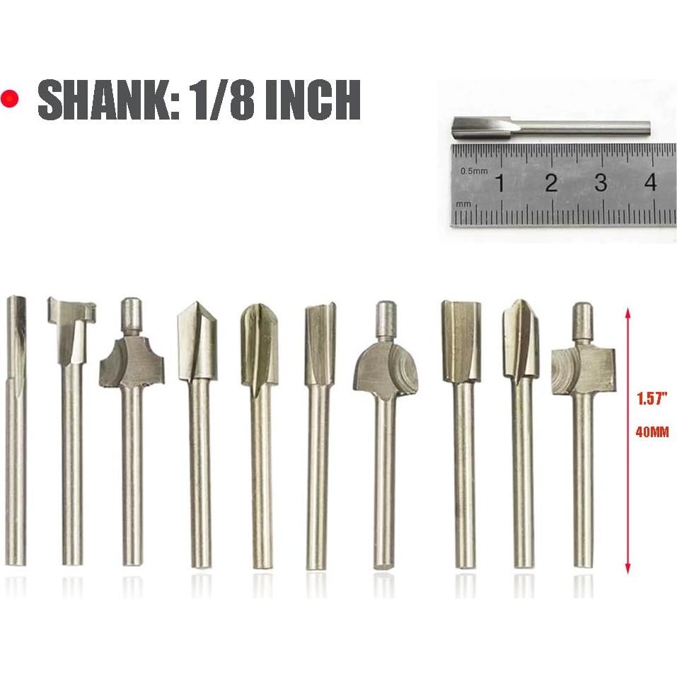 Juego de Brocas de Router Atskonnen 10 Pcs 3 mm para Madera