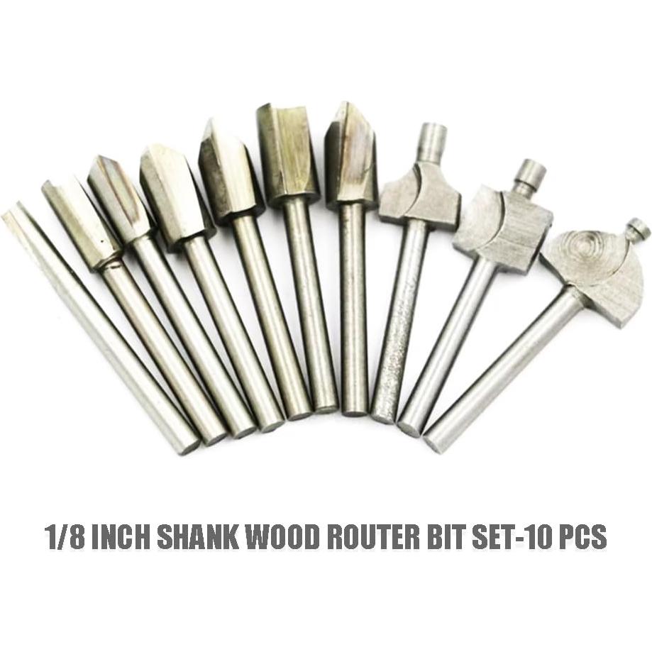 Juego de Brocas de Router Atskonnen 10 Pcs 3 mm para Madera
