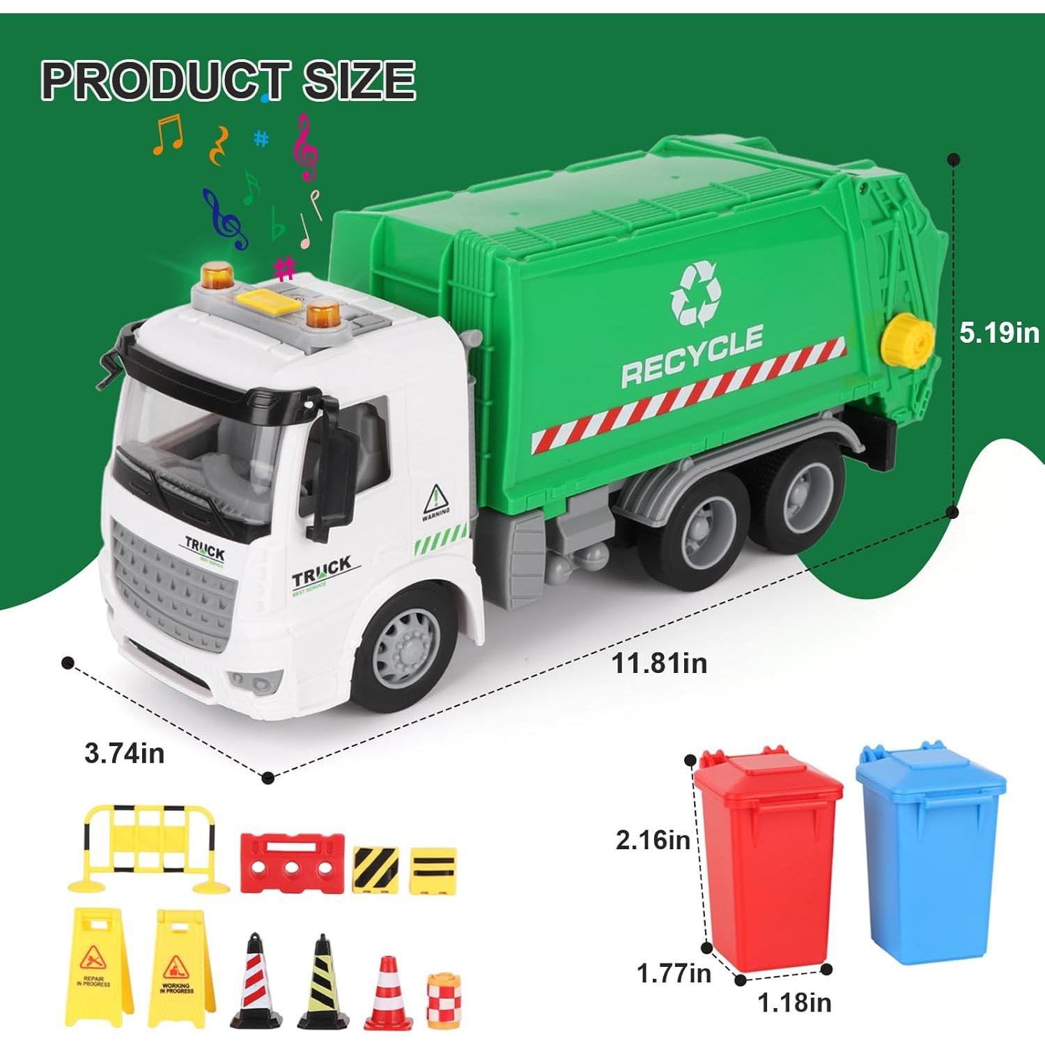 Camión de Basura Juguete Shantoushi 25.4x12.7x15.2cm Sonido Luz