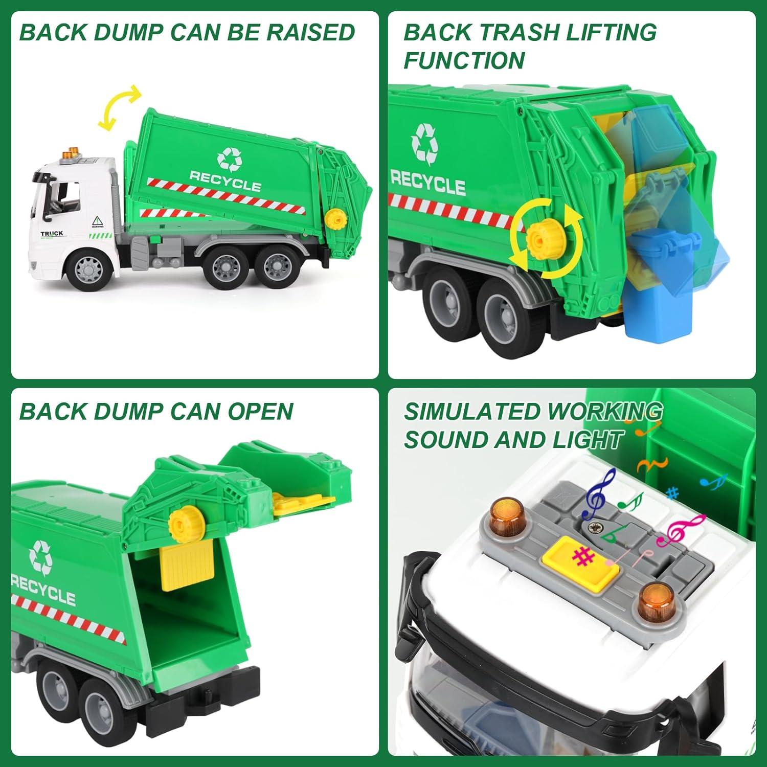 Camión de Basura Juguete Shantoushi 25.4x12.7x15.2cm Sonido Luz