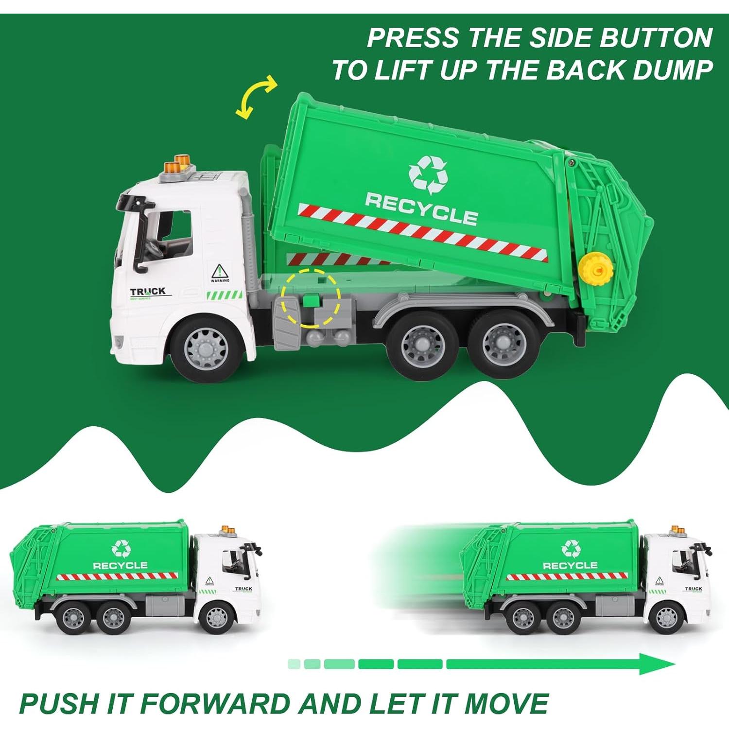 Camión de Basura Juguete Shantoushi 25.4x12.7x15.2cm Sonido Luz