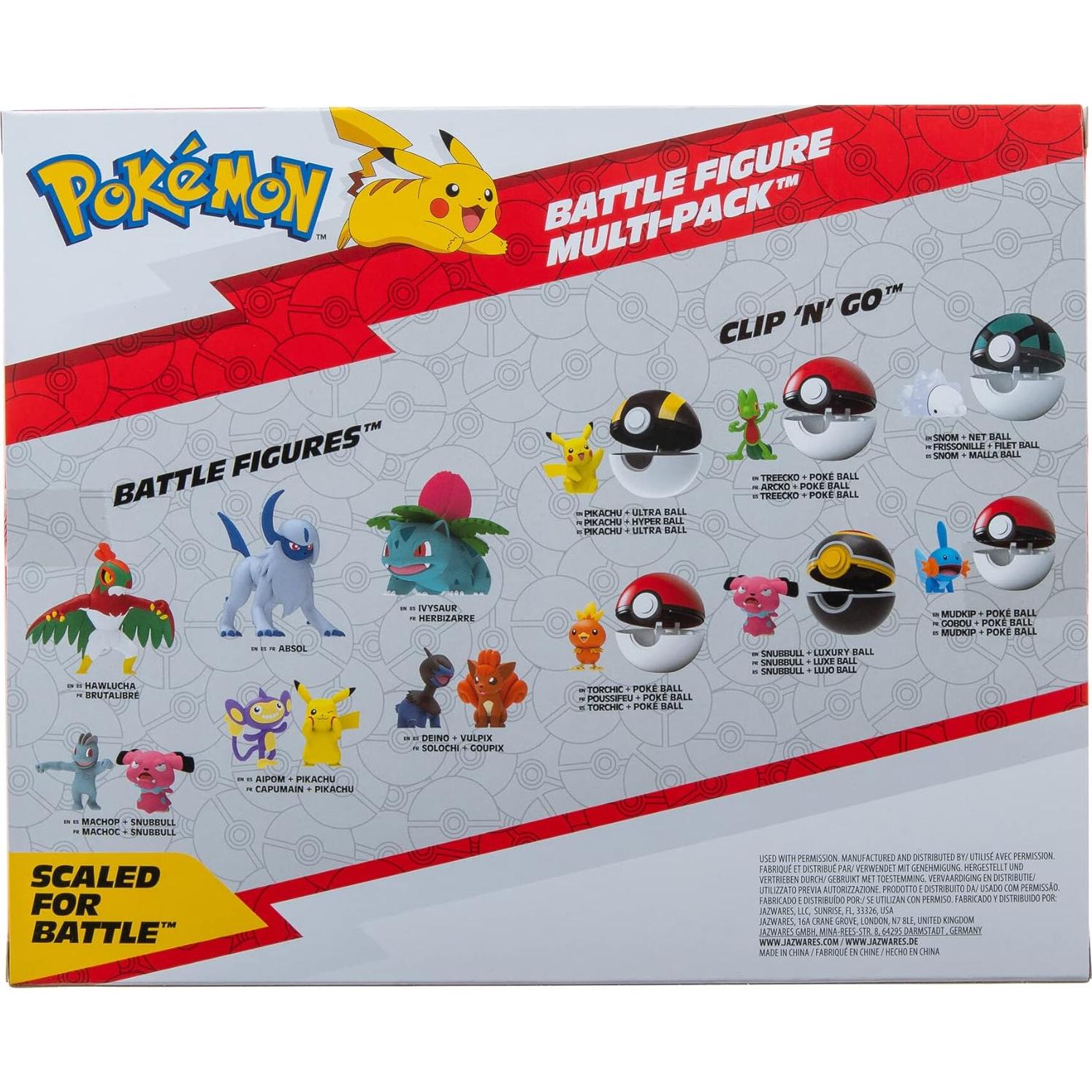 Pokemon Battle Figure Multipack (8PK: Female Pikachu, Jigglypuff #1, Rockruff, Sneasel, Abra, Ditto, Leafeon, Magikarp) W8, Black