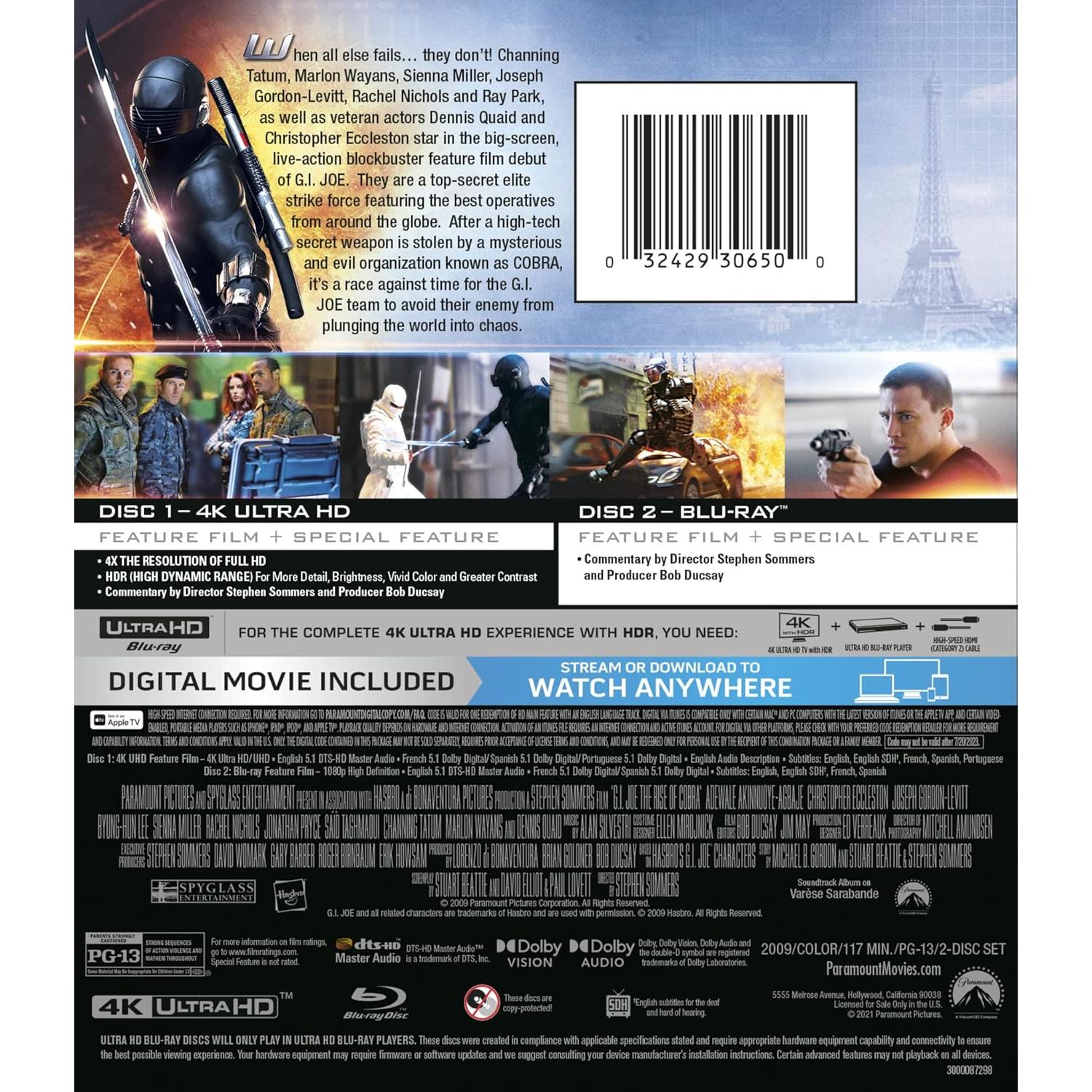 G.I. Joe El Ascenso de la Cobra 4K UHD + Blu-ray Digital