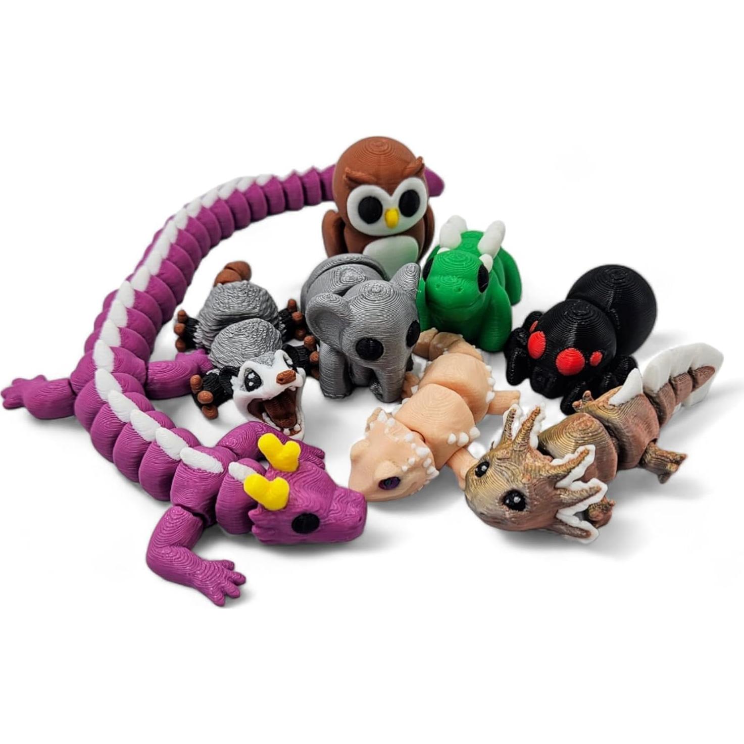 Paquete de 10 Mini Animales 3D - Figuras Articuladas