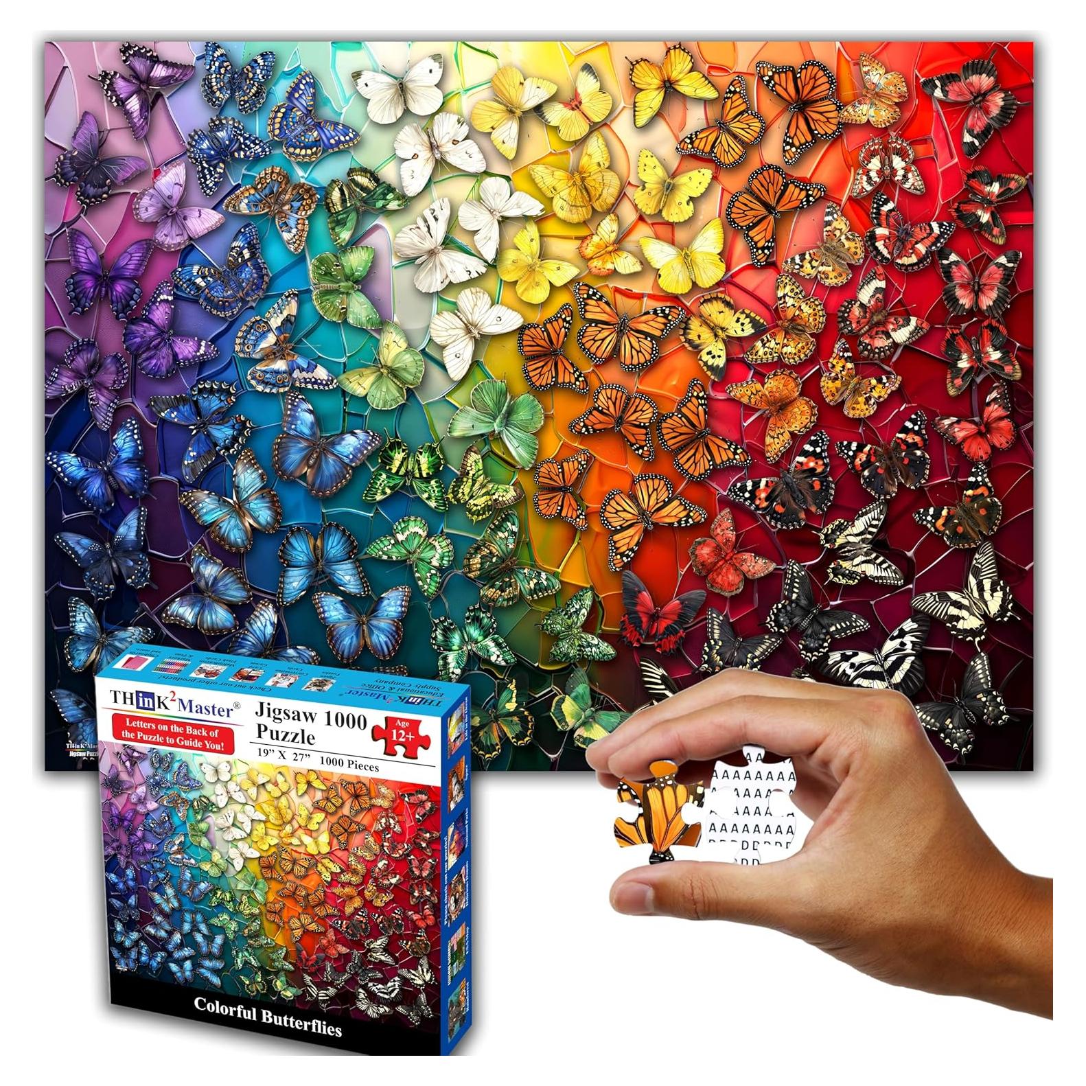 Rompecabezas Think2Master 1000 Piezas Mariposas Arcoíris 68x48cm