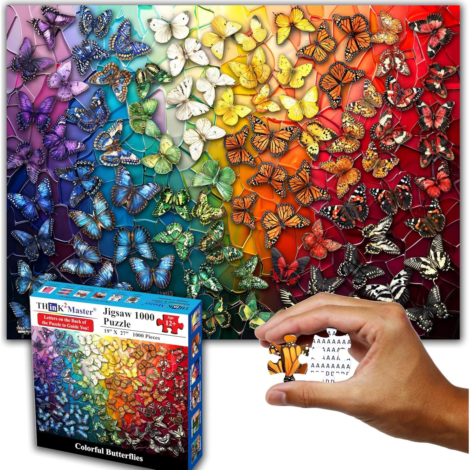 Rompecabezas Think2Master 1000 Piezas Mariposas Arcoíris 68x48cm