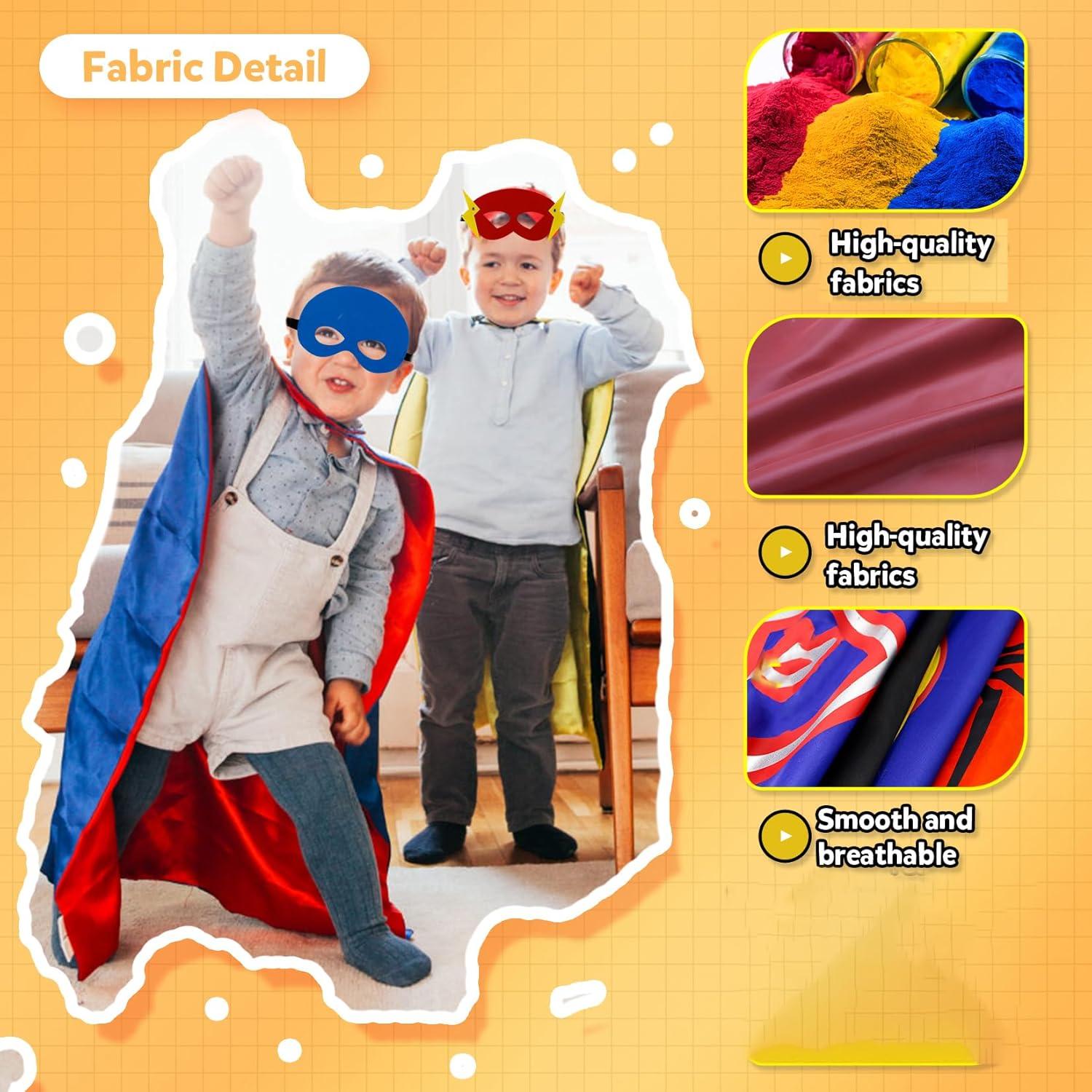 Capas de Superhéroe para Niños 70x70 cm - 4 Piezas Azul