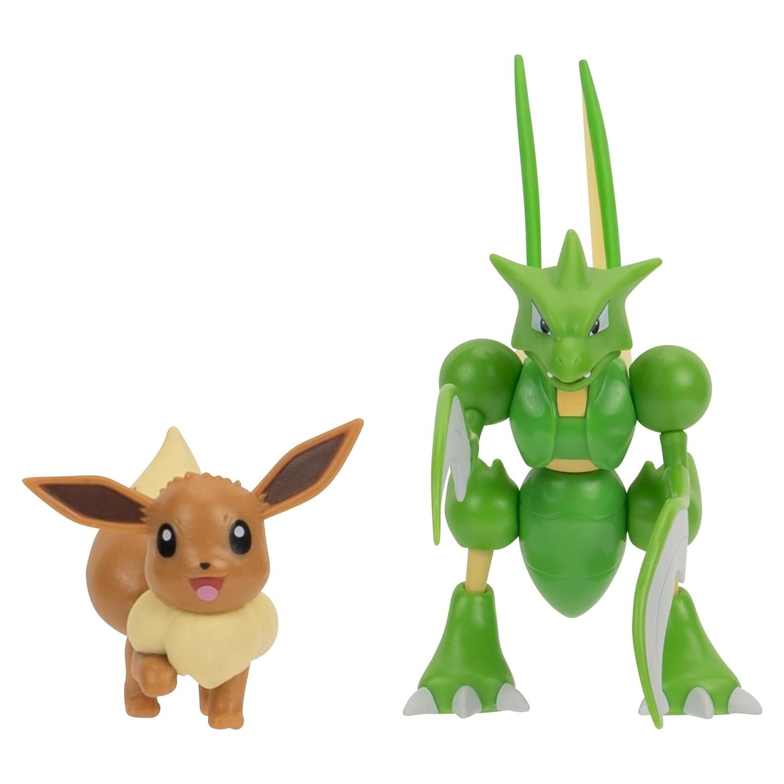 Figuras de Batalla Pokémon Jazwares Eevee y Scyther 2 y 11 cm