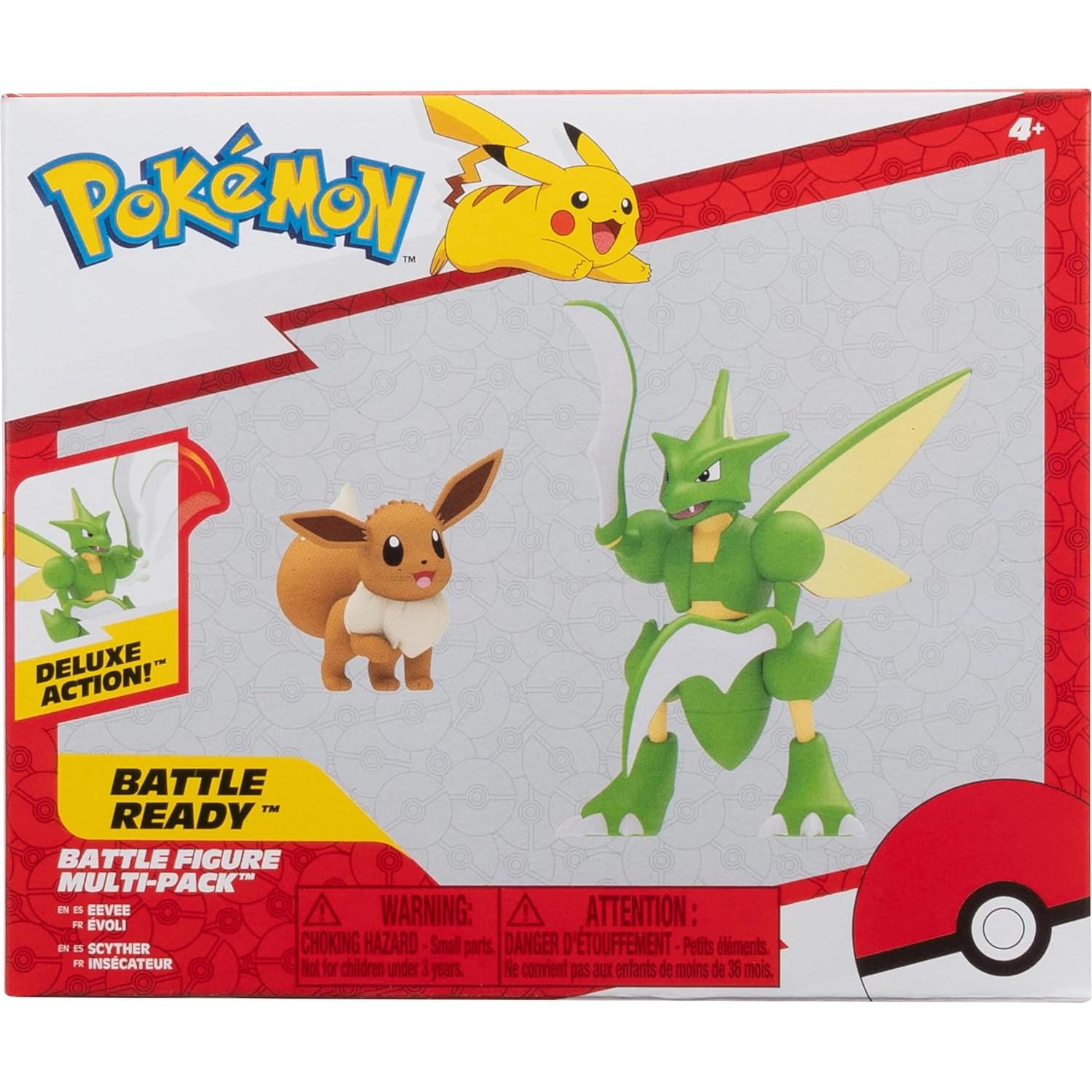 Figuras de Batalla Pokémon Jazwares Eevee y Scyther 2 y 11 cm