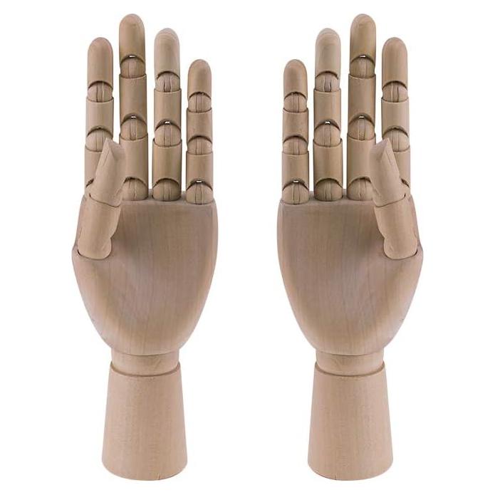HSOMiD Flexible Wooden Hand Model Moveable Wooden Artists 12 Inches Hand Model for Sketching Drawing Painting Home Office Desk Decoration12 Inch Left and Right Hand 1 Set 12Inch Hands