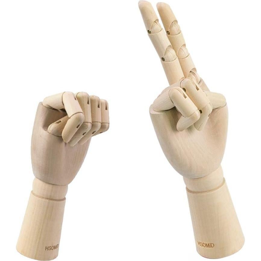HSOMiD Flexible Wooden Hand Model Moveable Wooden Artists 12 Inches Hand Model for Sketching Drawing Painting Home Office Desk Decoration12 Inch Left and Right Hand 1 Set 12Inch Hands