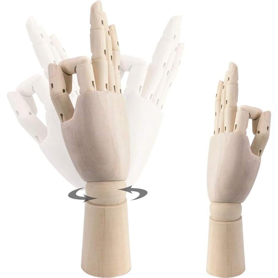 HSOMiD Flexible Wooden Hand Model Moveable Wooden Artists 12 Inches Hand Model for Sketching Drawing Painting Home Office Desk Decoration12 Inch Left and Right Hand 1 Set 12Inch Hands