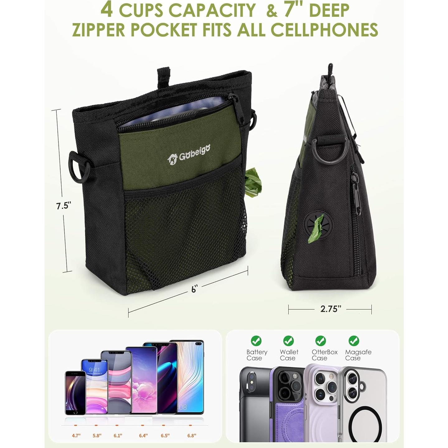 Bolsa de golosinas para perros Gobeigo con silicona 4 tazas