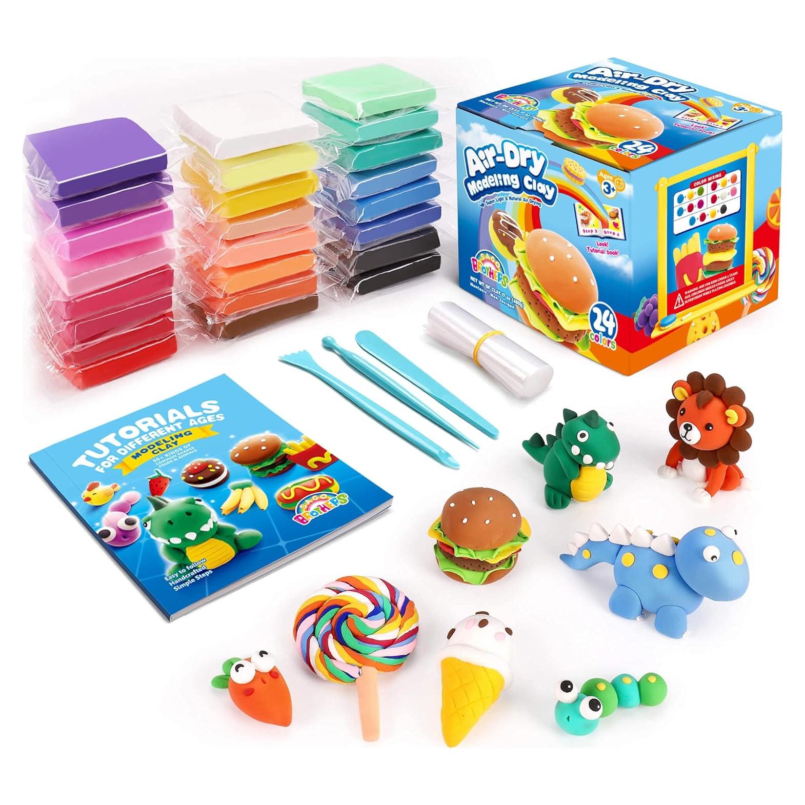 Kit de Arcilla Secada al Aire Sago Brothers 24 Colores