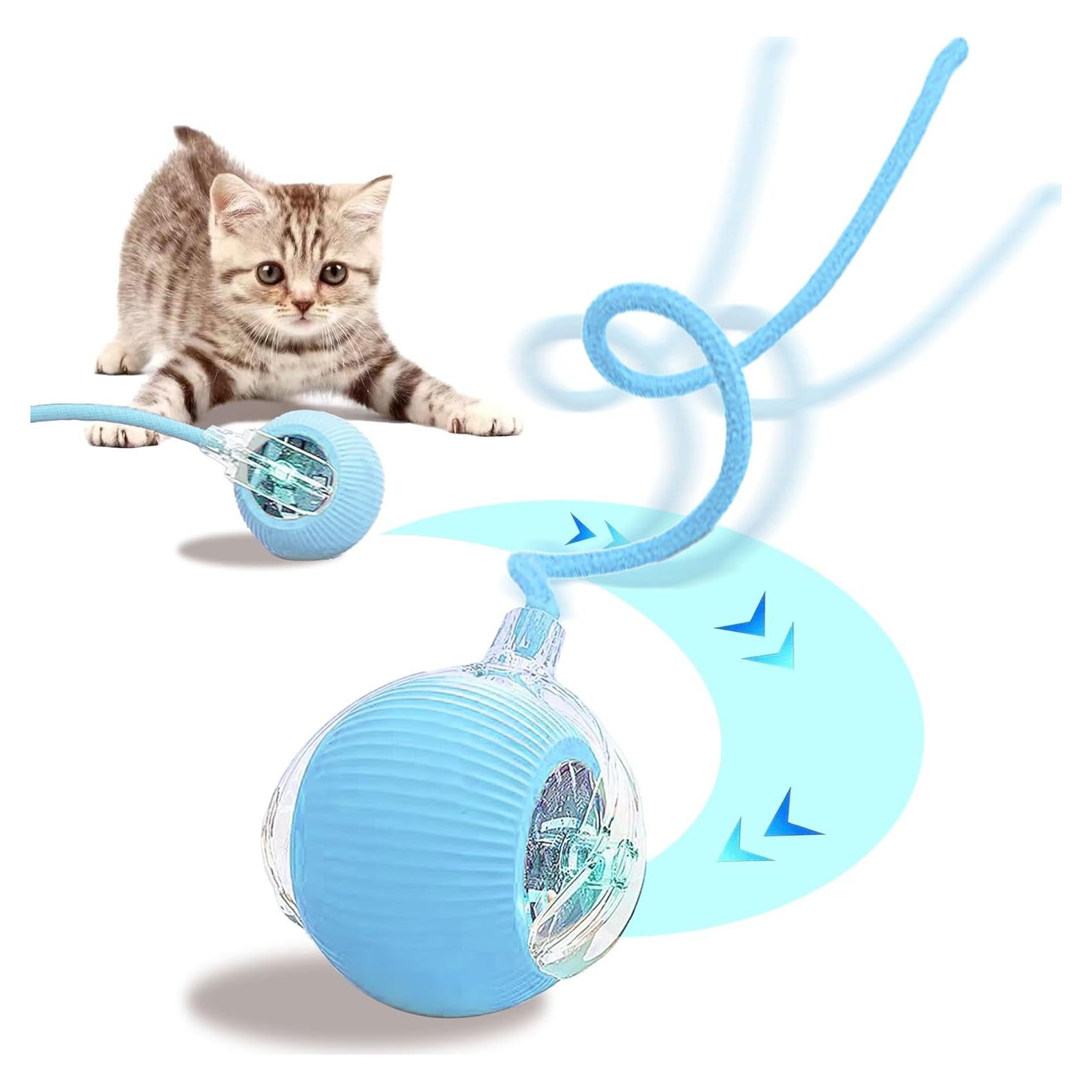 Bola Interactiva para Gatos Woleu 2025, 3 Modos, Azul