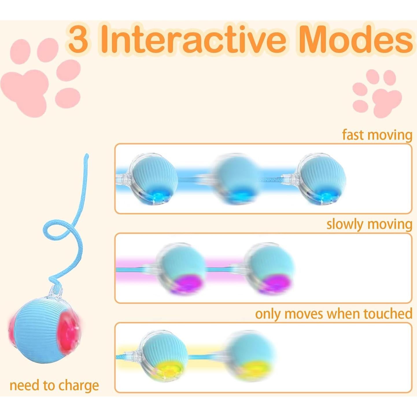Bola Interactiva para Gatos Woleu 2025, 3 Modos, Azul