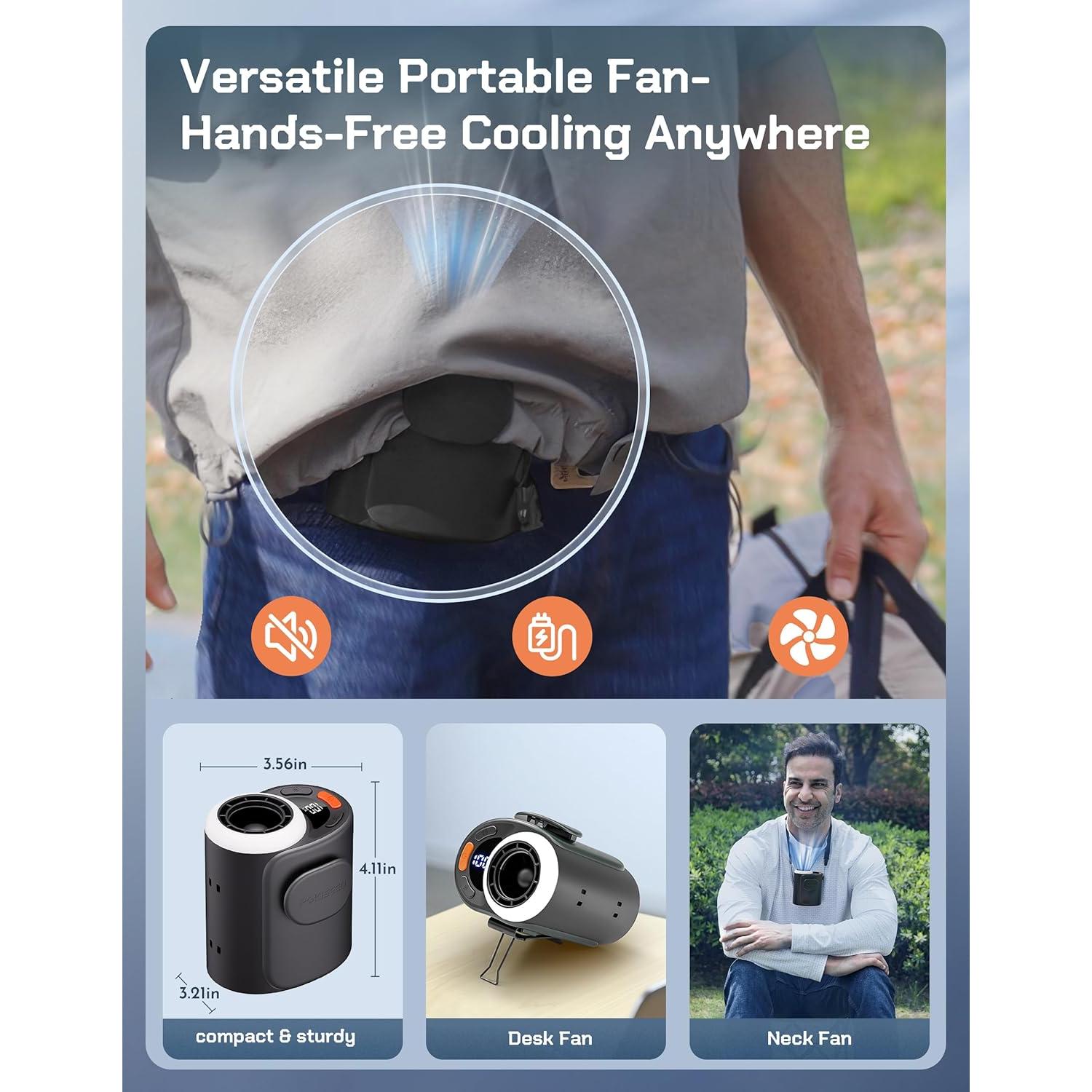 Ventilador de Cintura POKISEED YH-F113-B Recargable 10000mAh