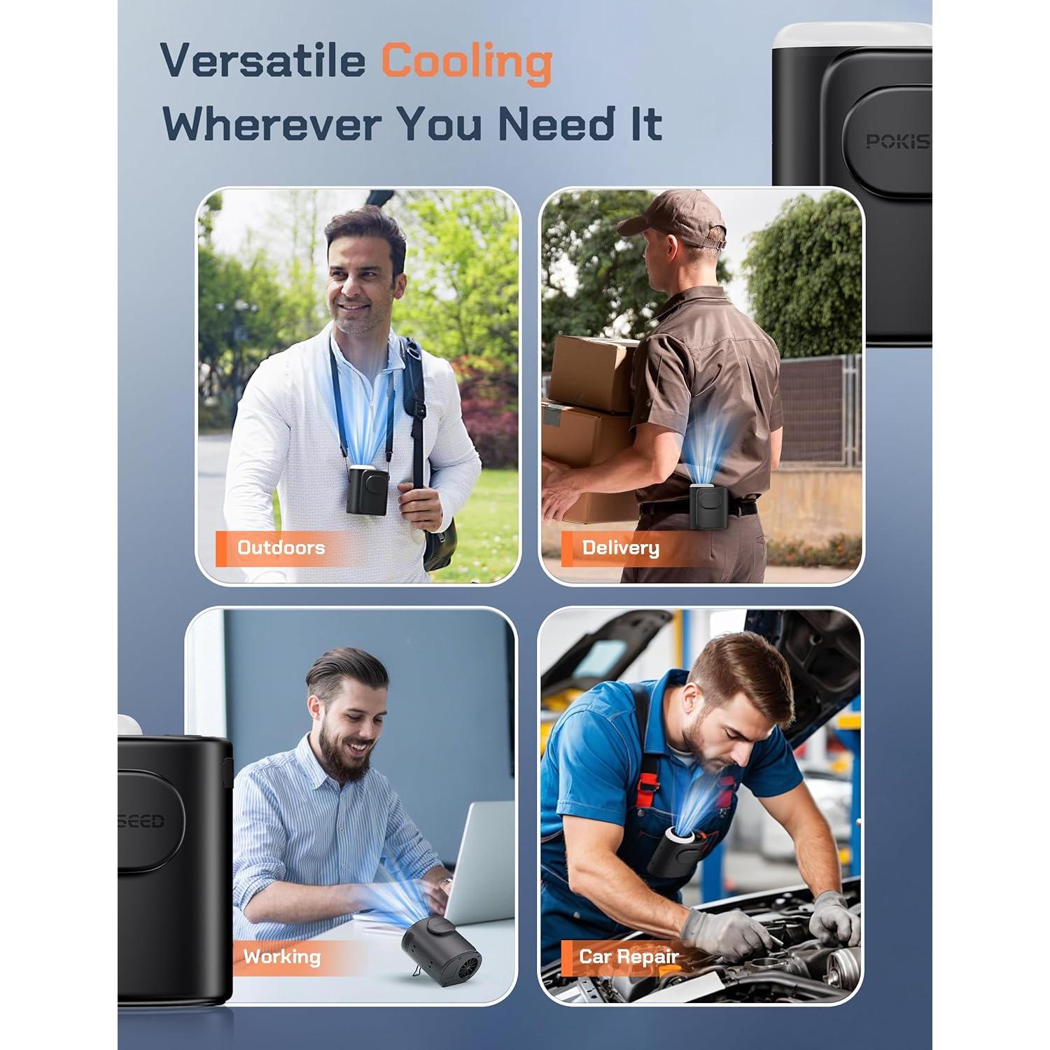 Ventilador de Cintura POKISEED YH-F113-B Recargable 10000mAh