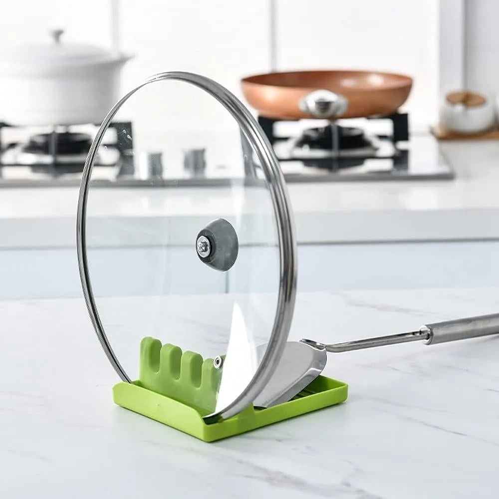 Reposacucharas de Silicona Verde con Soporte para Olla 35.5x32.3cm