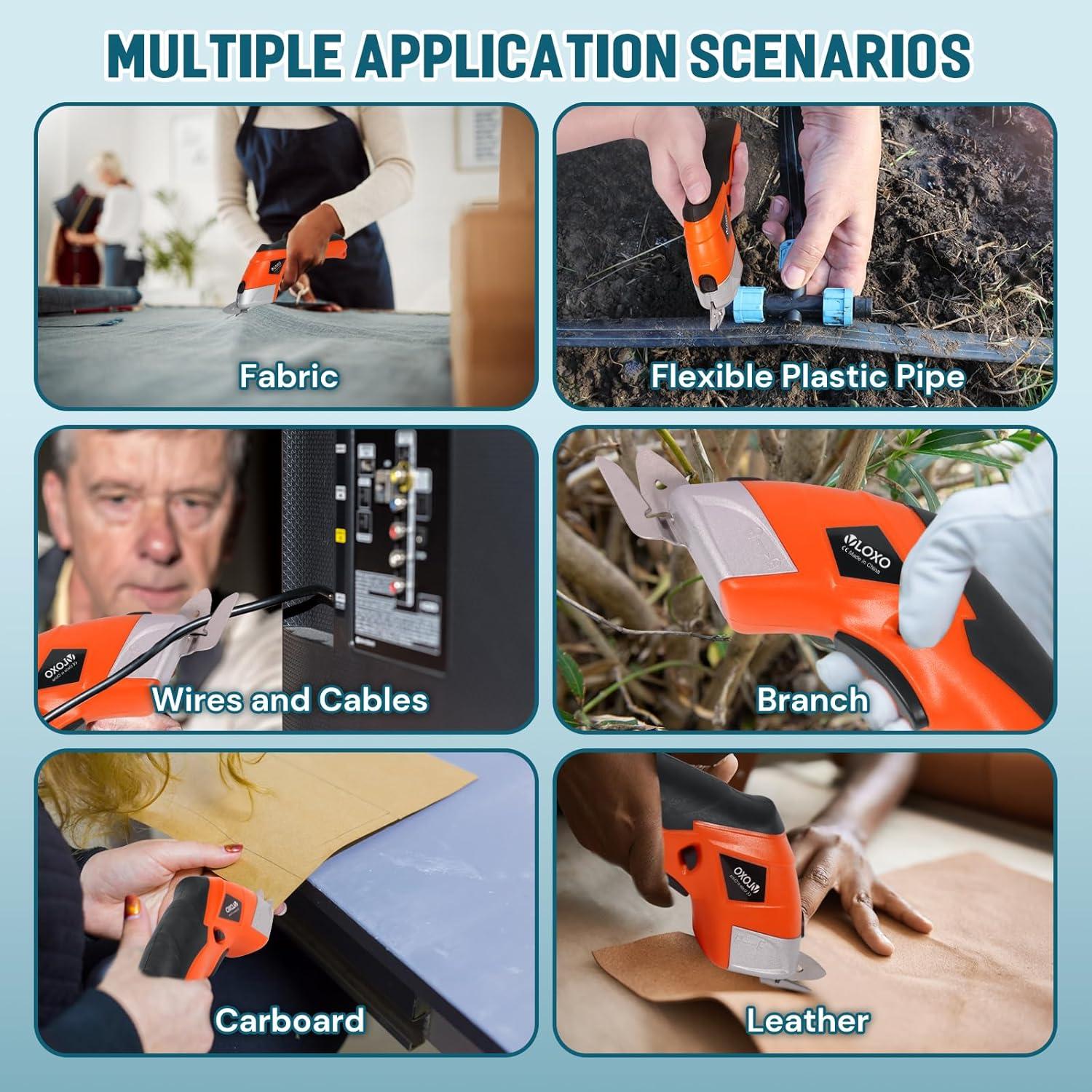 Tijeras Eléctricas Inalámbricas VLOXO 3.6V Naranja Cortador de Tela