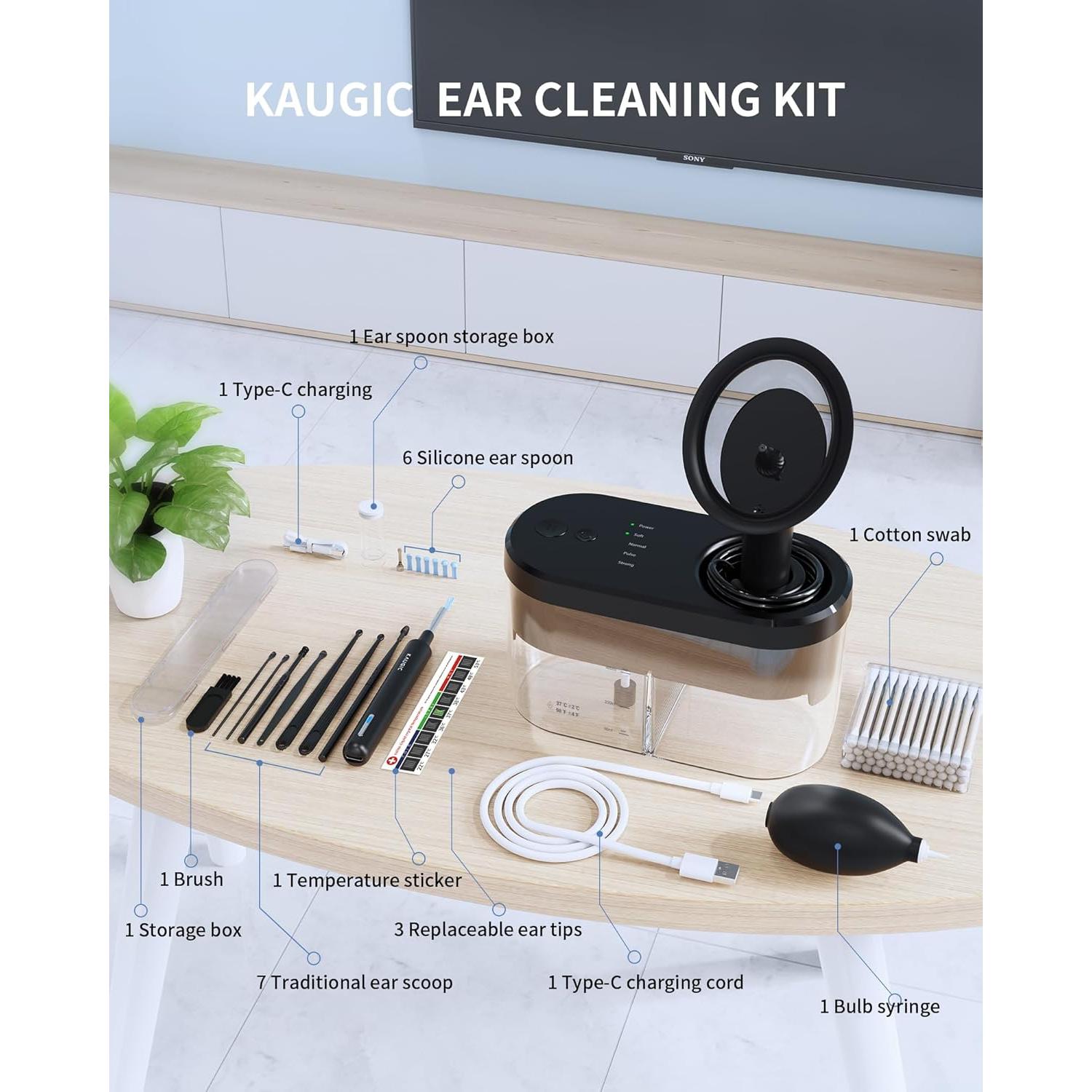 Kit de Limpieza de Oídos KAUGIC con Cámara 1080 HD y Irrigación