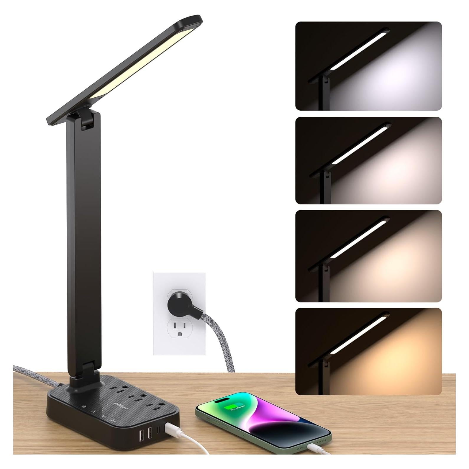 Lámpara de Escritorio LED Addtam con Regleta de Energía 5 PIES