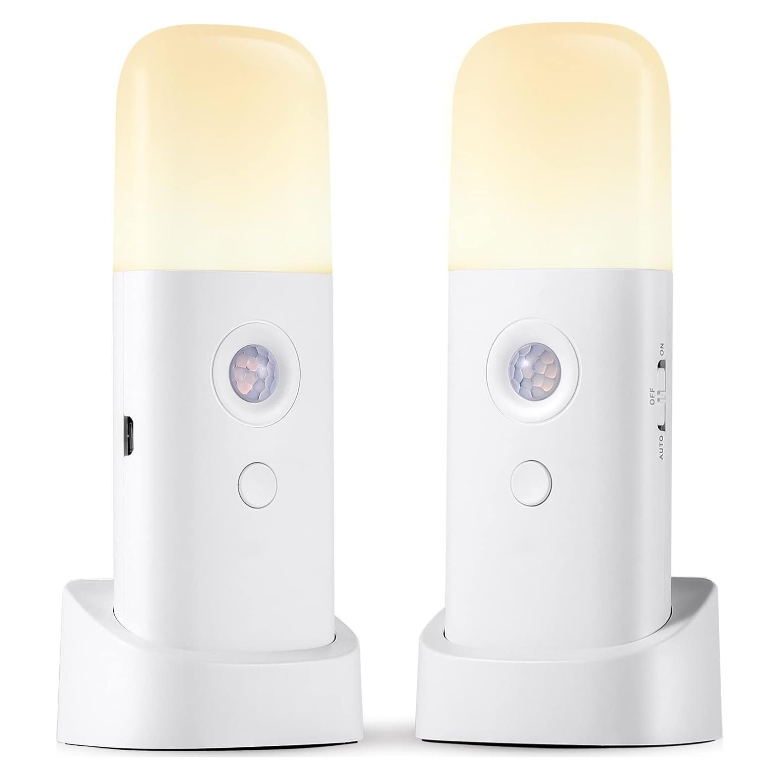 Luz Nocturna Recargable con Sensor de Movimiento - 2 Pzs